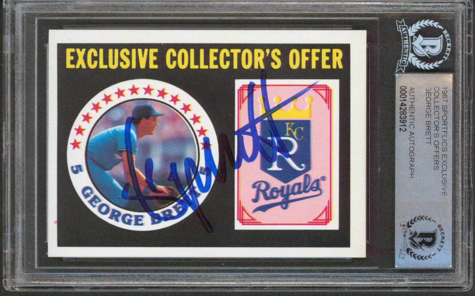 Royals George Brett Authentic Signed 1987 Sportsflics Exclusive Card BAS Slabbed