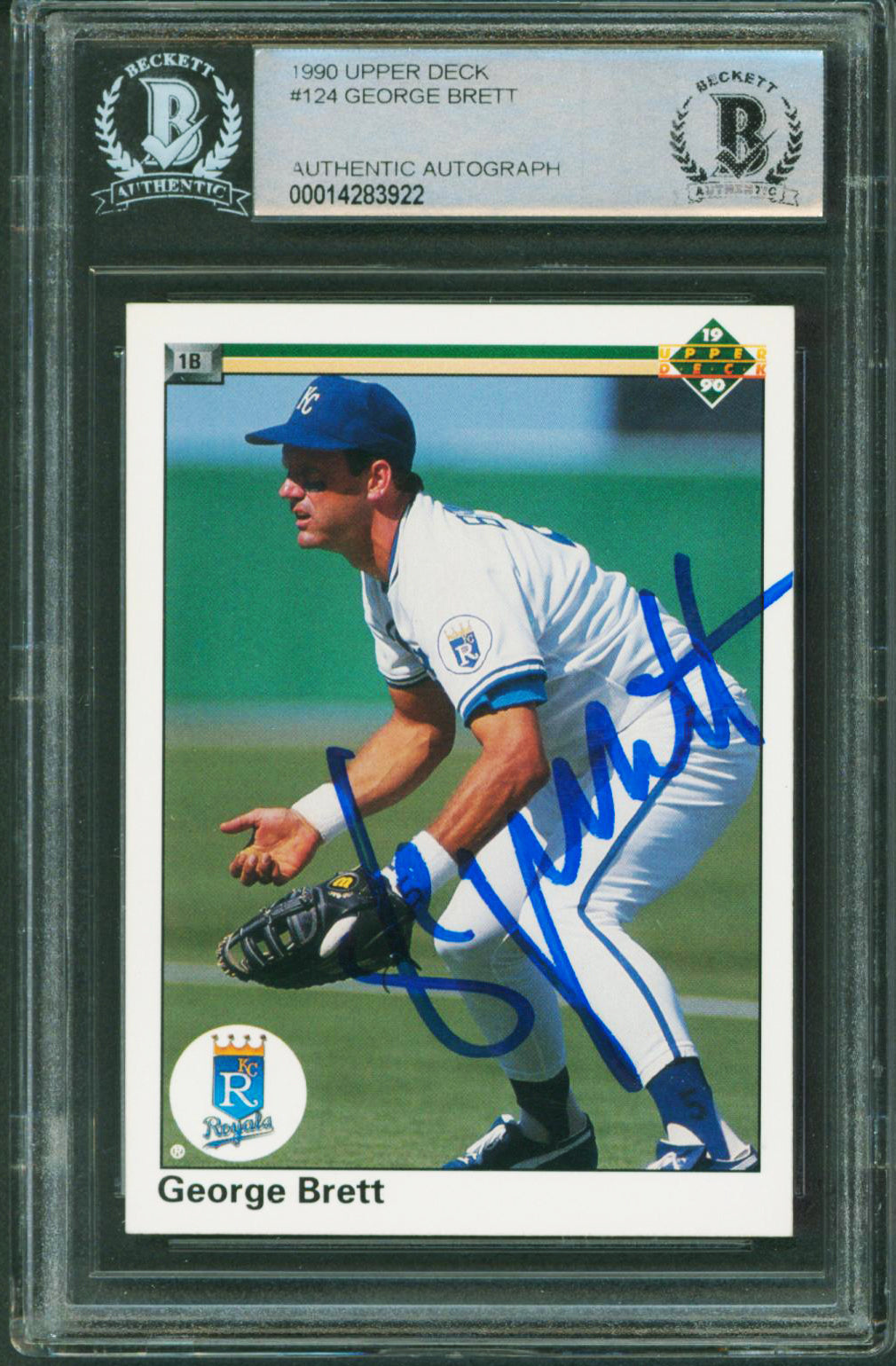 Royals George Brett Authentic Signed 1990 Upper Deck #124 Card BAS Slabbed