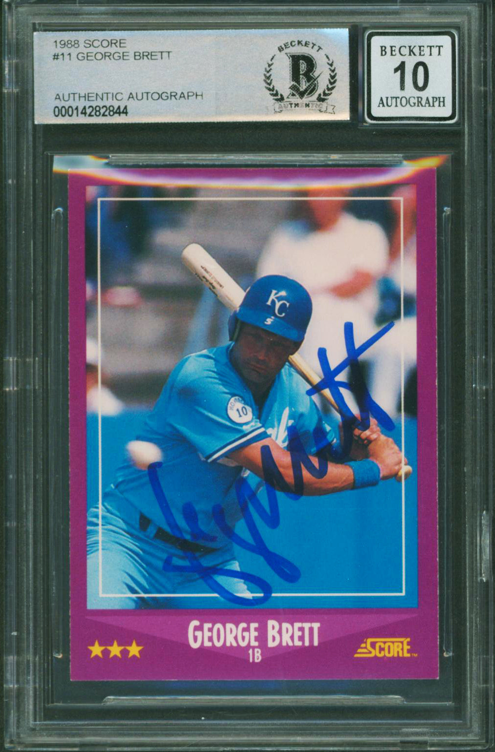 Royals George Brett Authentic Signed 1988 Score #11 Card Auto 10! BAS Slabbed