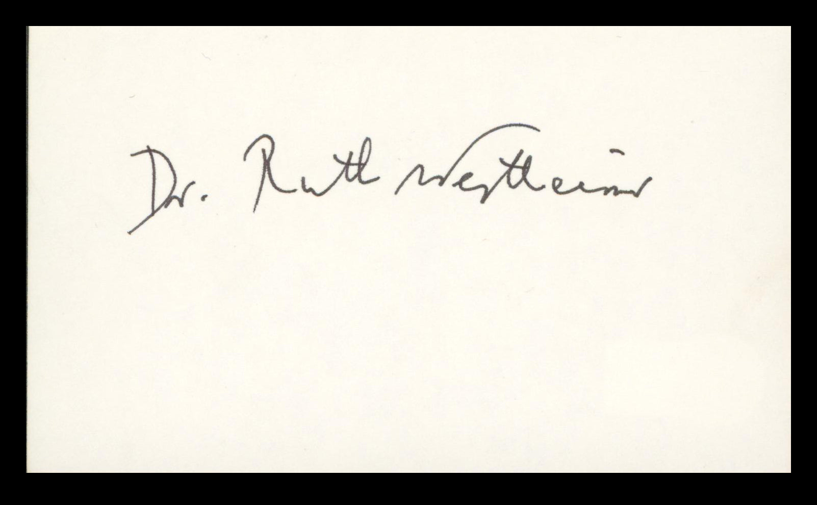 Dr. Ruth Westheimer Authentic Signed 3x5 Index Card Autographed BAS #BN89104