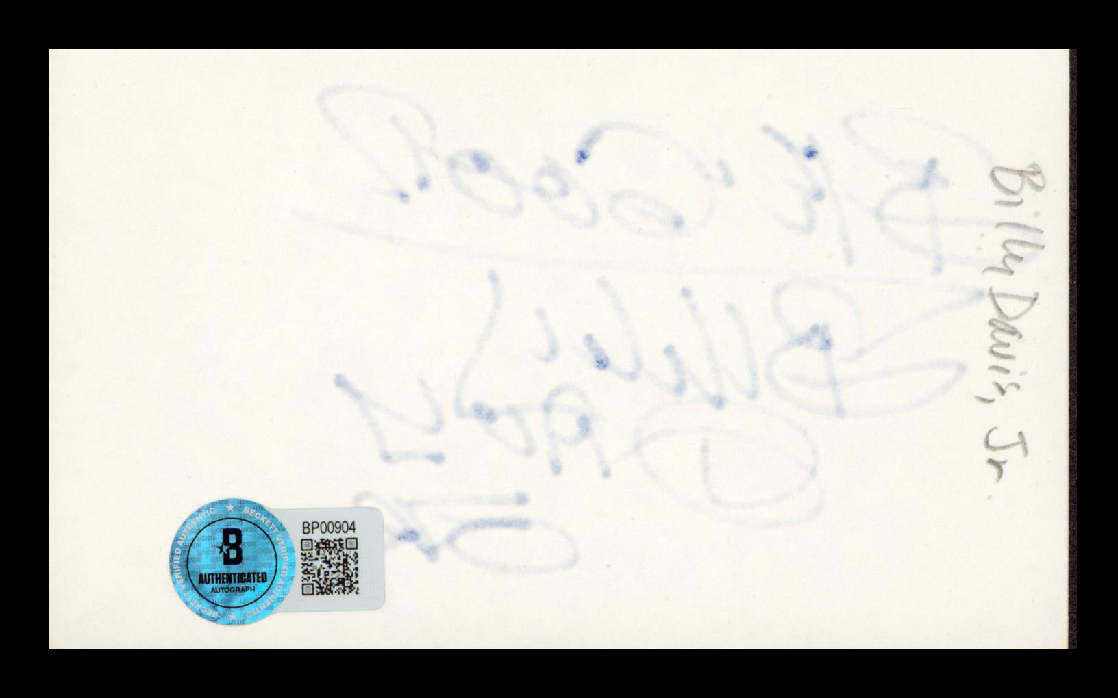 Billy Davis Jr. 5th Dimension "Be Good" Signed 3x5 Index Card BAS #BP00904