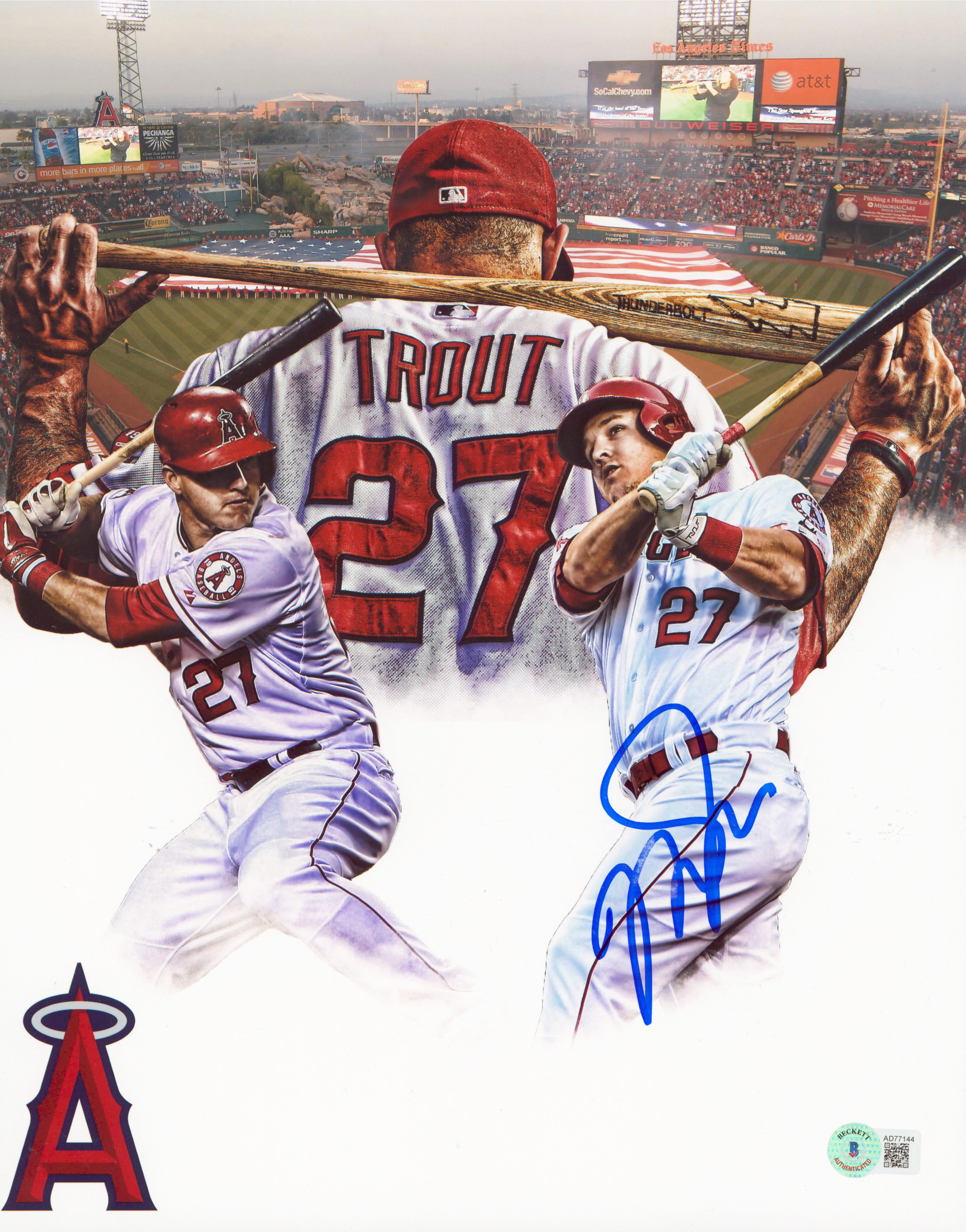 Angels Mike Trout Authentic Signed 11x14 Photo Autographed BAS #AD77144