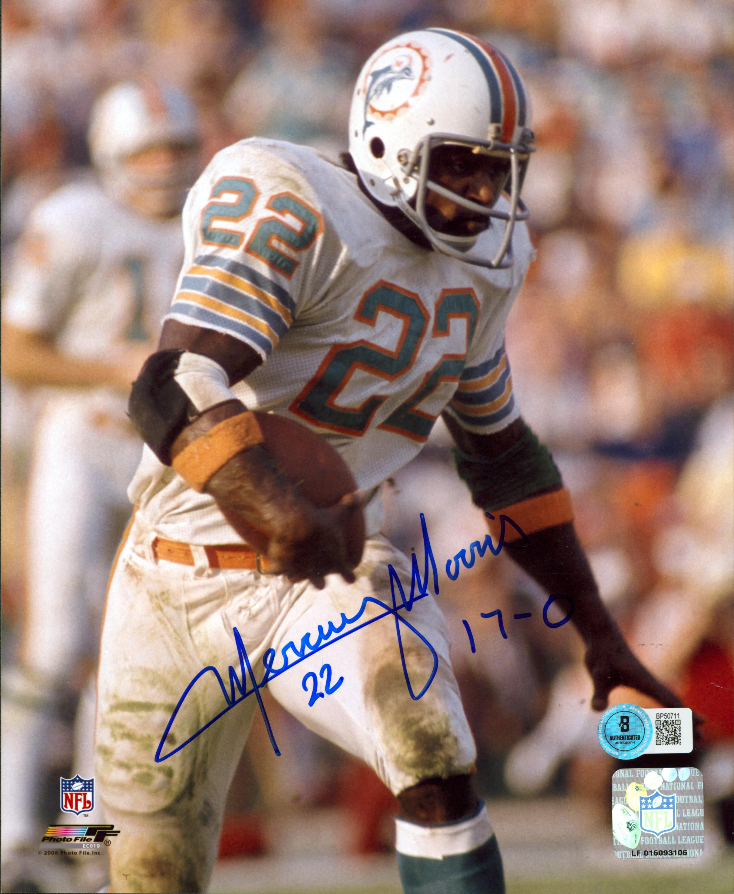 Dolphins Mercury Morris "17-0" Authentic Signed 8x10 Photo BAS #BP50711