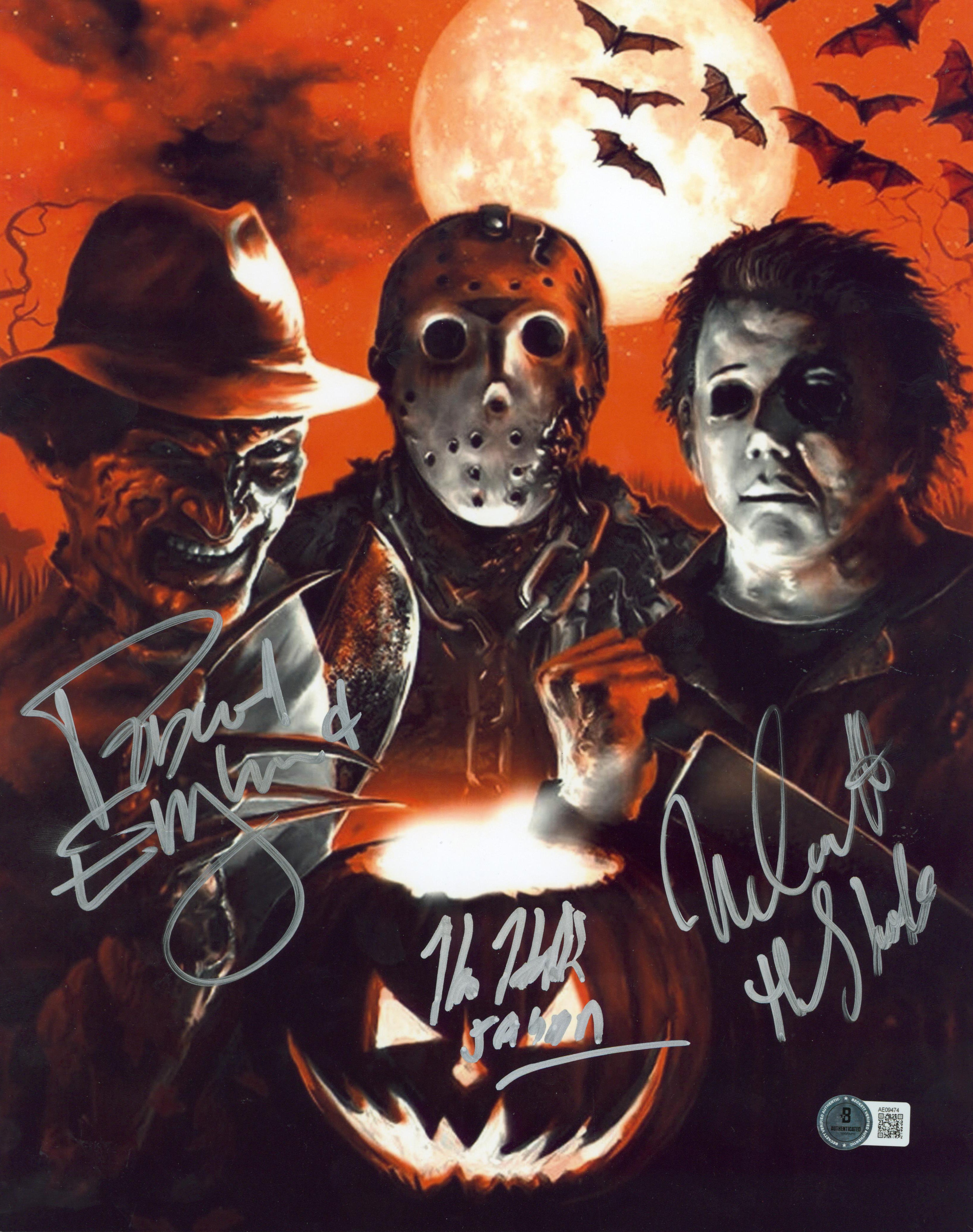 Halloween (3) Englund, Castle & Hodder Authentic Signed 11x14 Photo BAS #AE09474