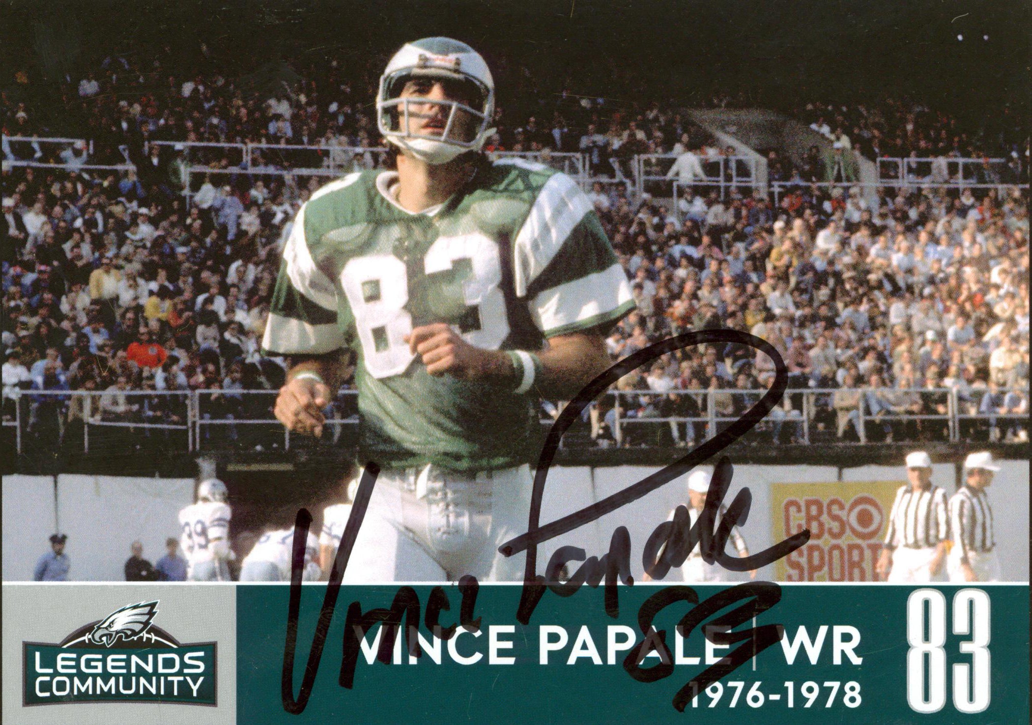 Eagles Vince Papale Authentic Signed 5x7 Postcard Autographed BAS #BQ98506