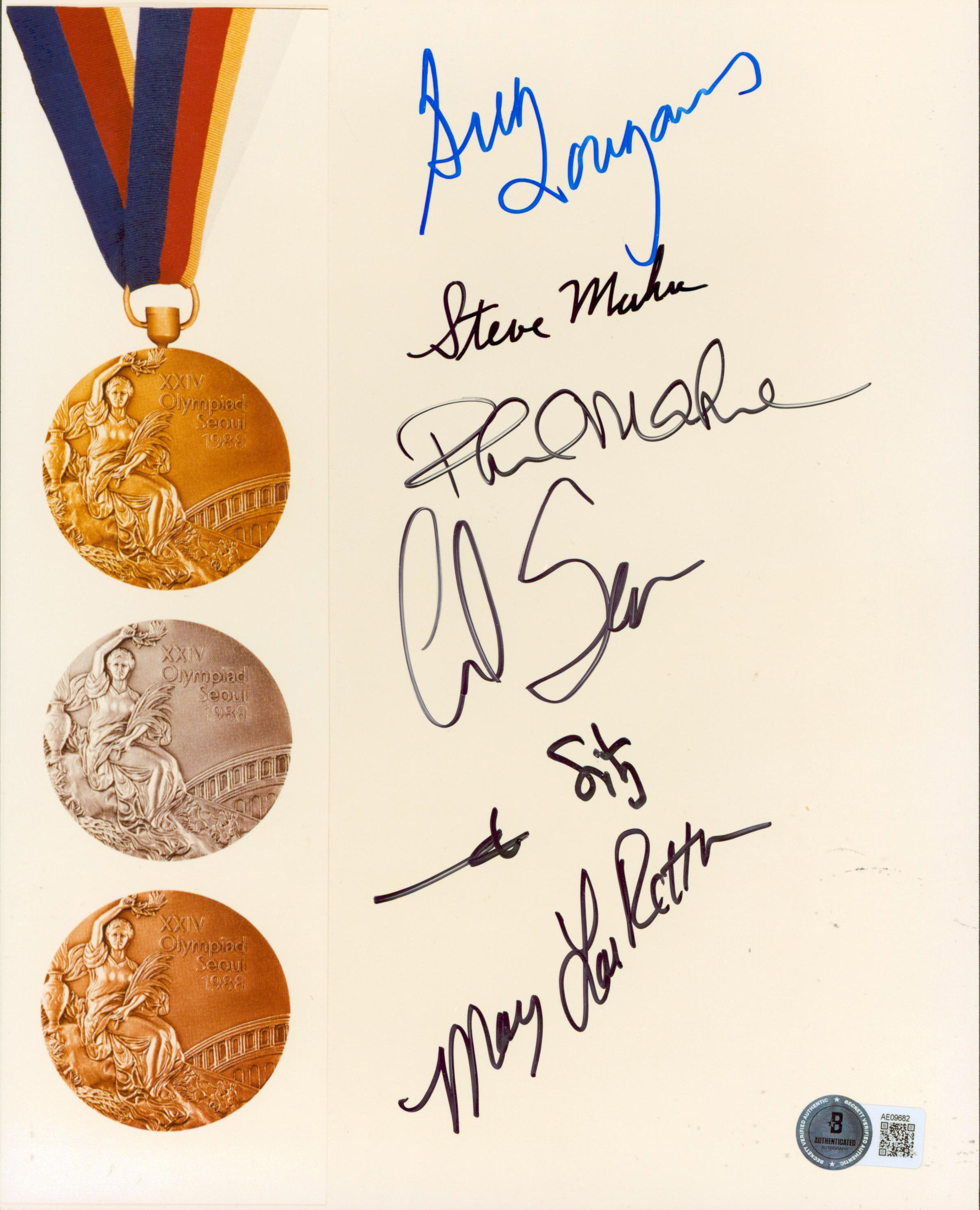 USA Olympians (6) Louganis, Spitz, Retton +3 Signed 8x10 Photo BAS #AE09682