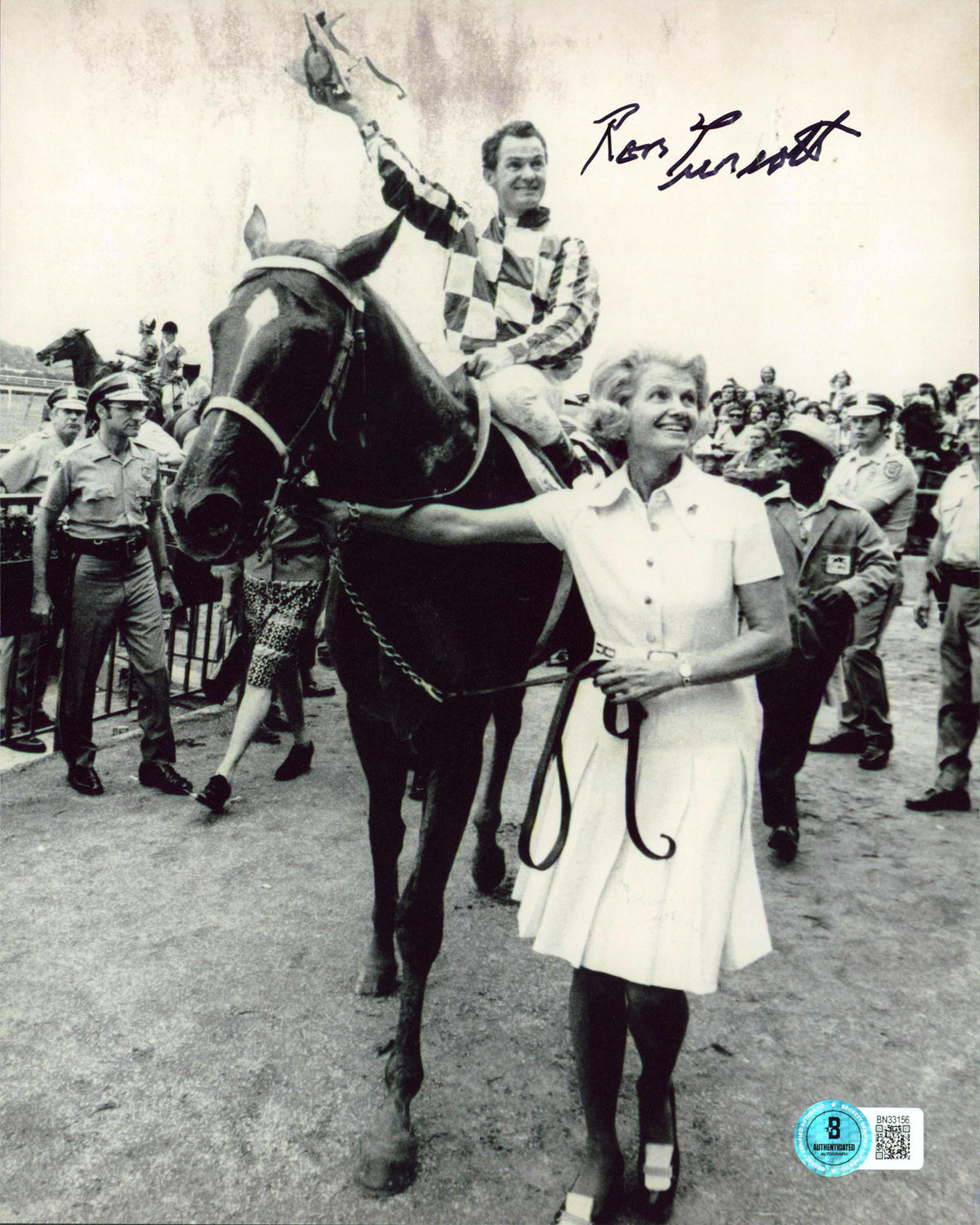 Ron Turcotte Authentic Signed 8x10 Black & White Vertical Photo BAS 1