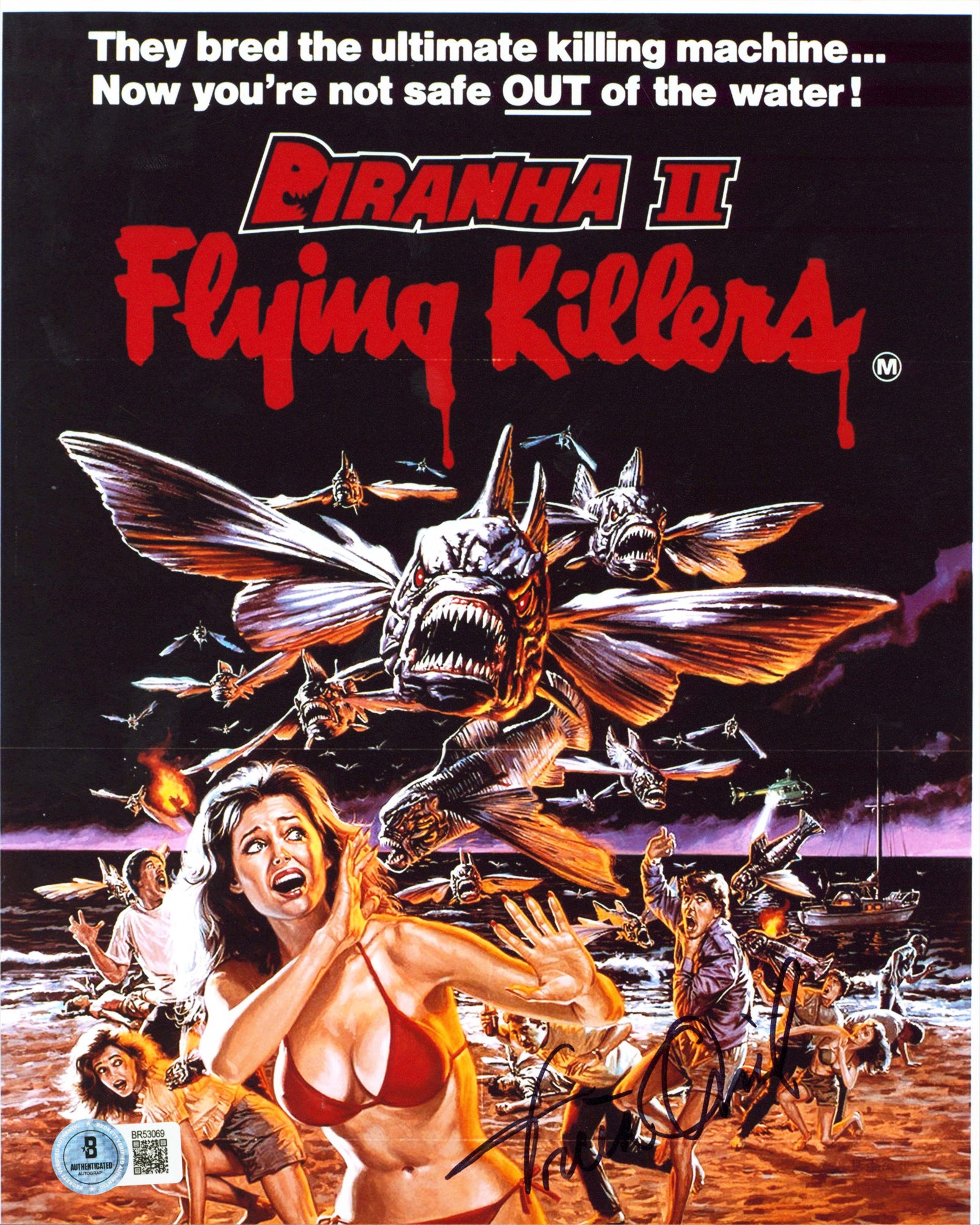 Tricia O'Neil Piranha II Authentic Signed 8x10 Vertical Photo BAS 1