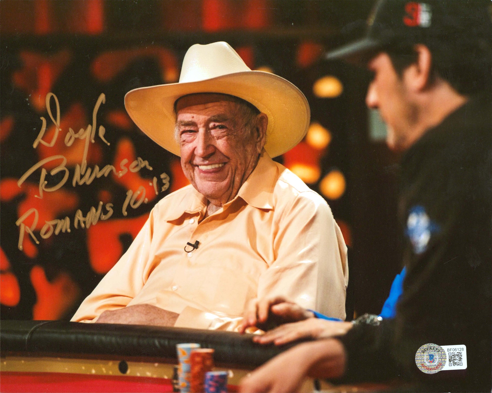 Doyle Brunson "Romans 10:13" Authentic Signed 8x10 Horizontal Photo BAS #BF06128