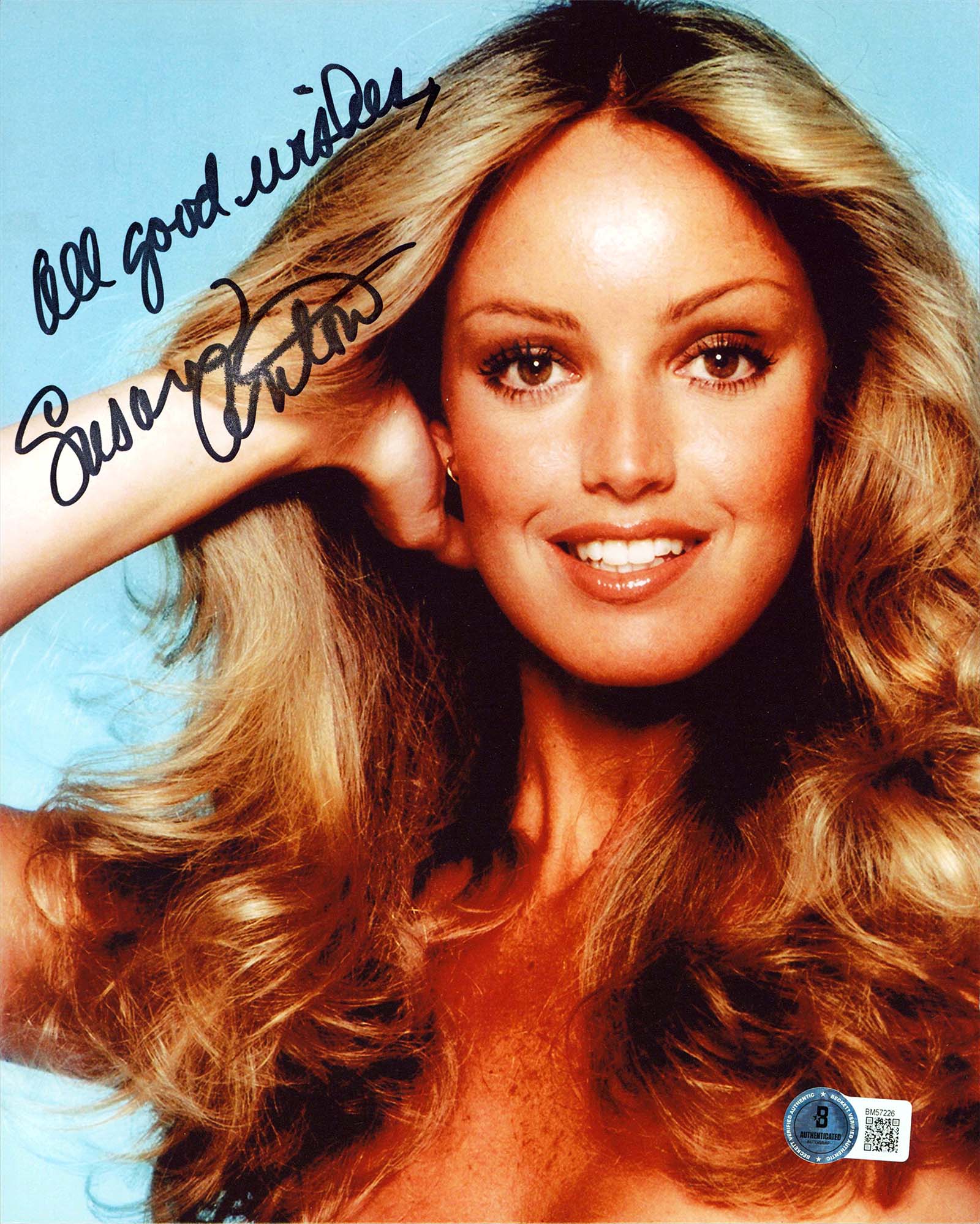 Susan Anton Goldengirl "All Good Wishes" Signed 8x10 Vertical Photo BAS #BM57226