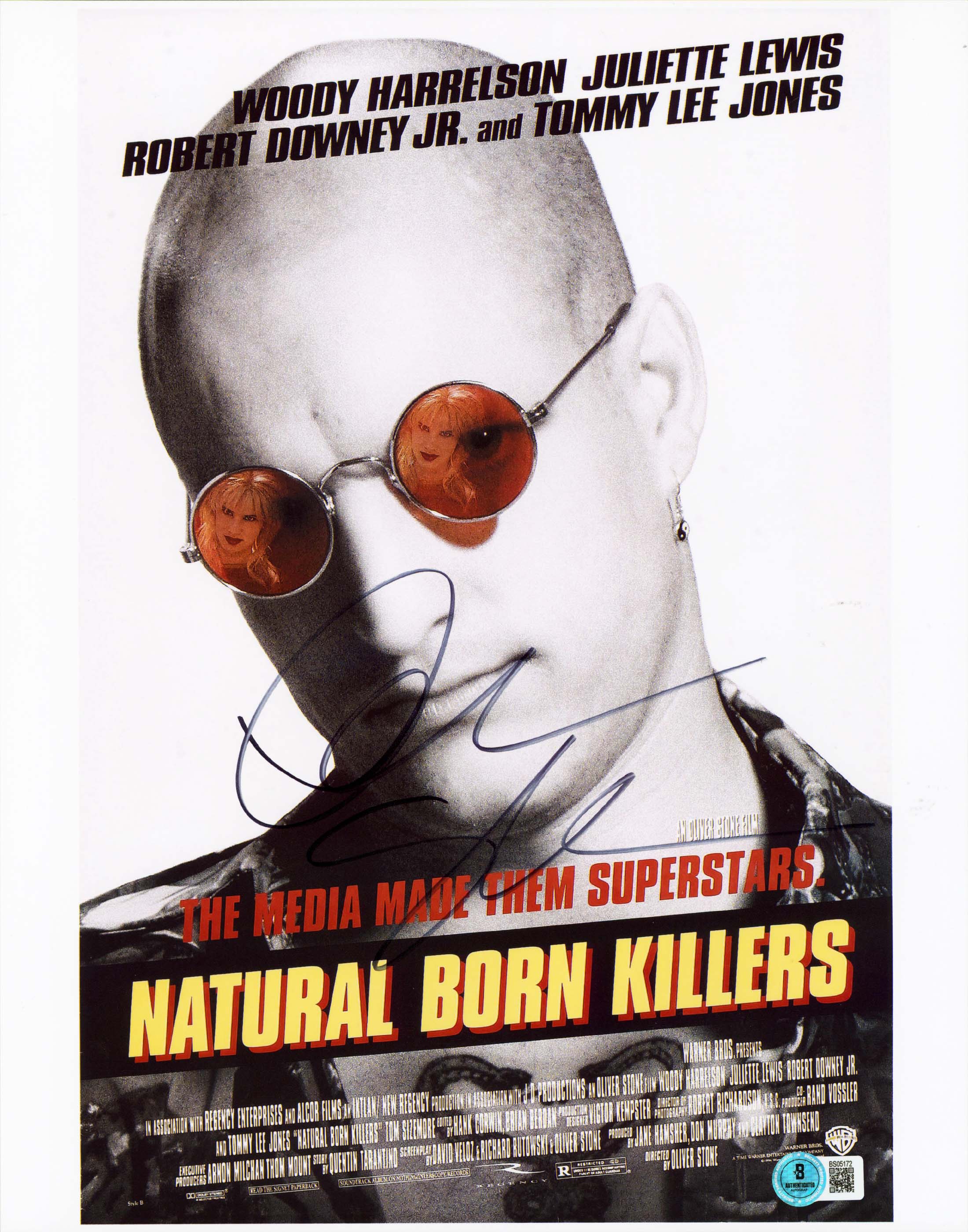 Oliver Stone Natural Born Killers Signed 11x14 Vertical Photo BAS #BS05172