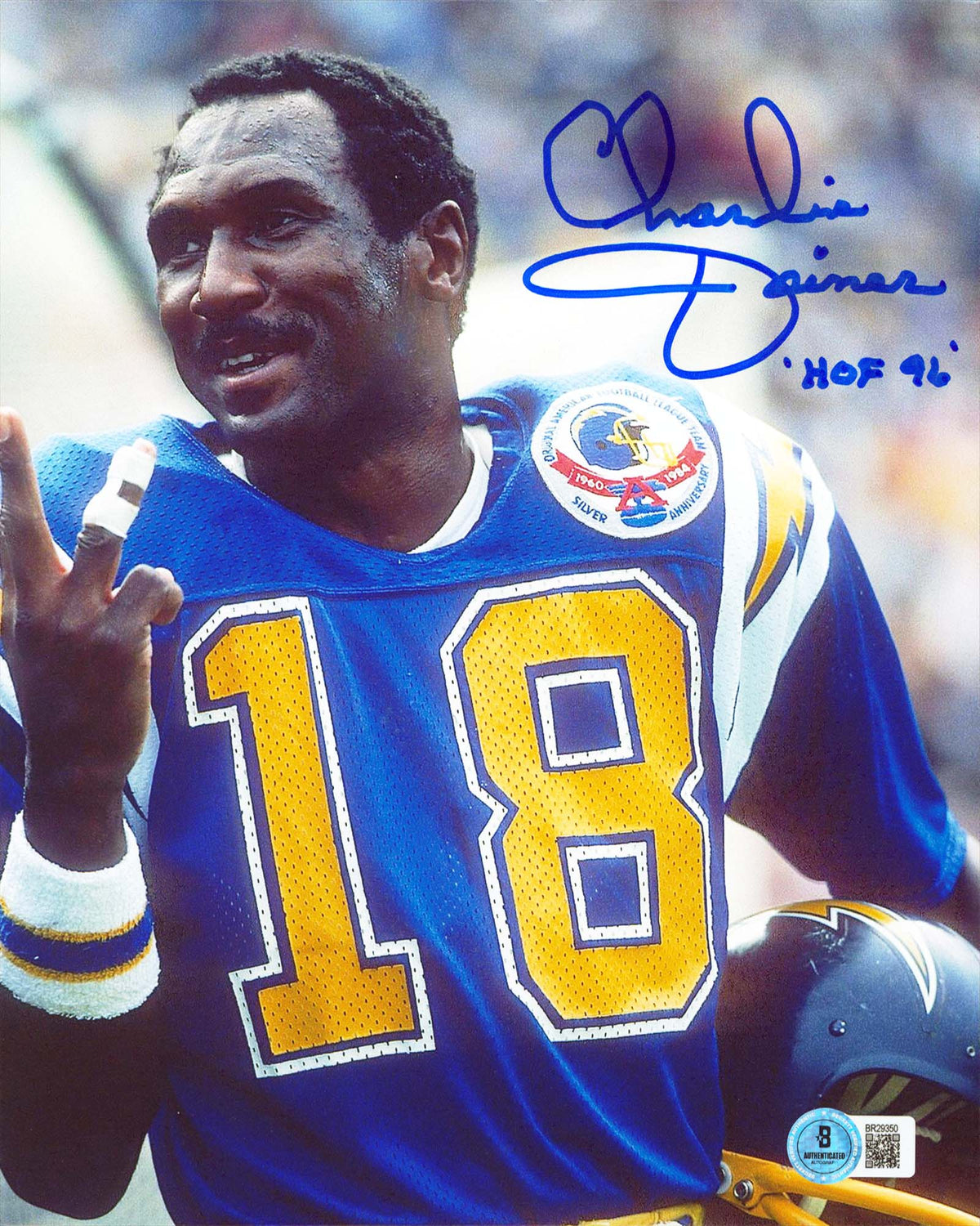 Chargers Charlie Joiner "HOF 96" Signed 8x10 Vertical Photo BAS #BR29350