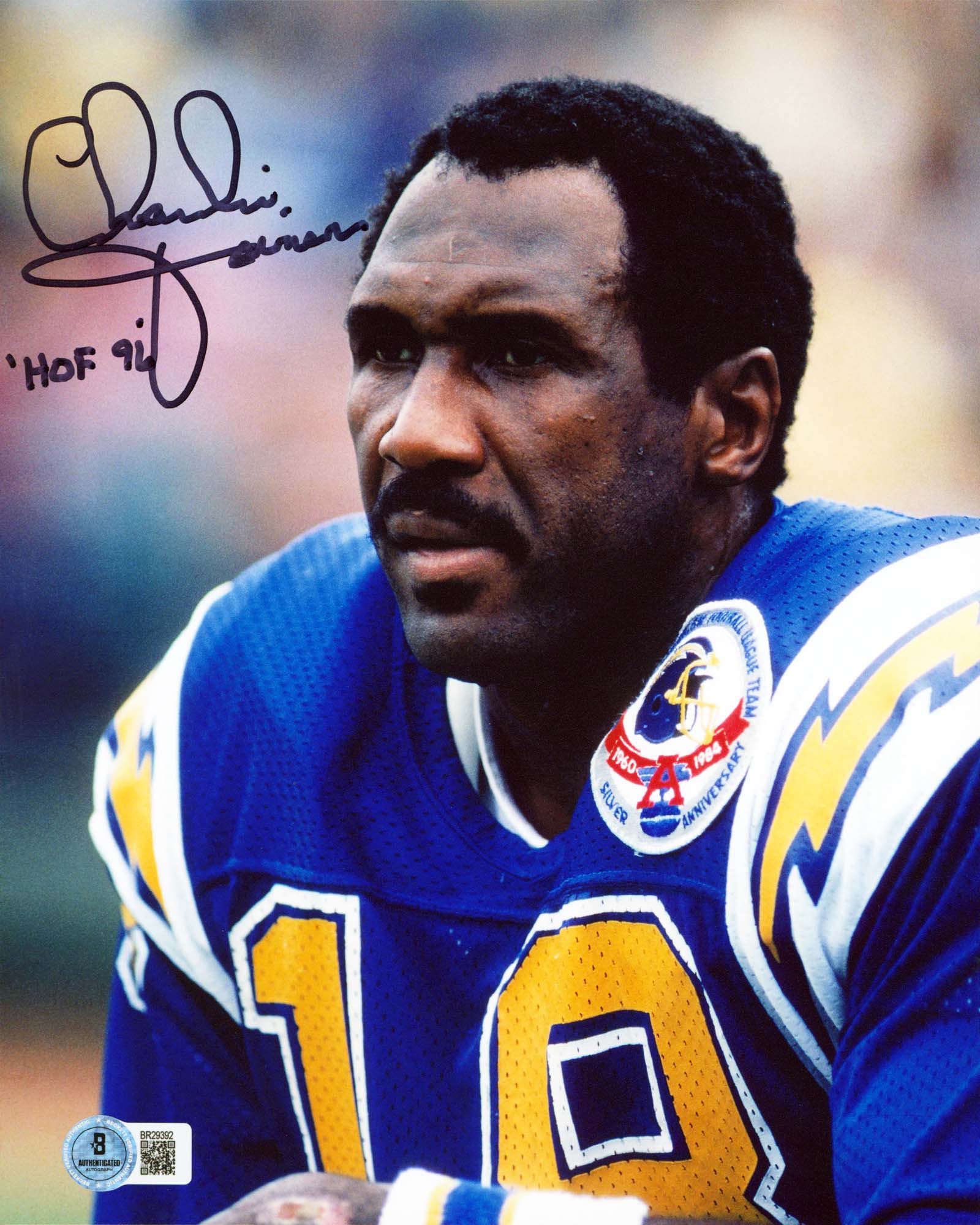 Chargers Charlie Joiner "HOF 96" Signed 8x10 Vertical Photo BAS #BR29392