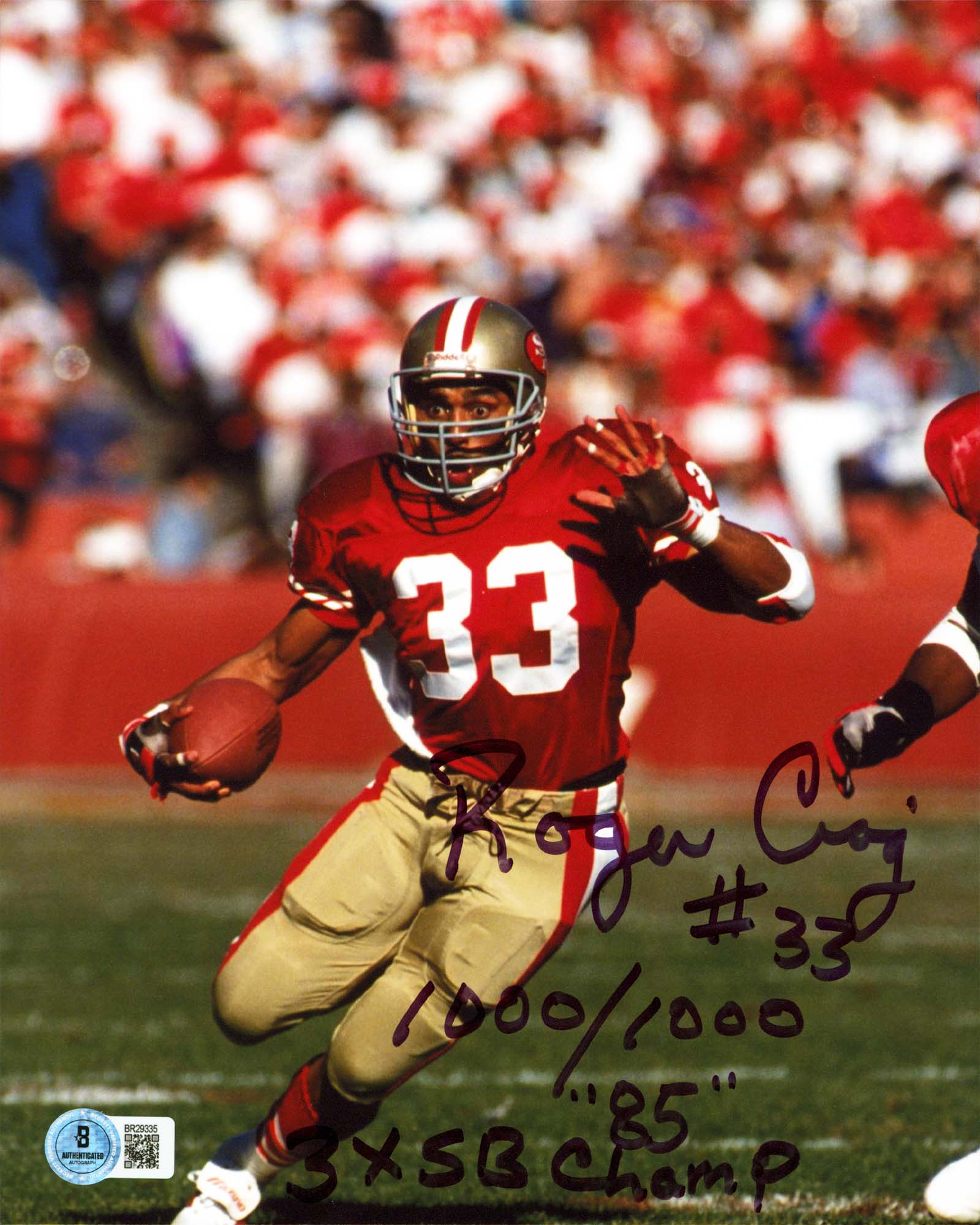 49ers Roger Craig 3x Insc. Authentic Signed 8x10 Vertical Photo BAS #BR29335