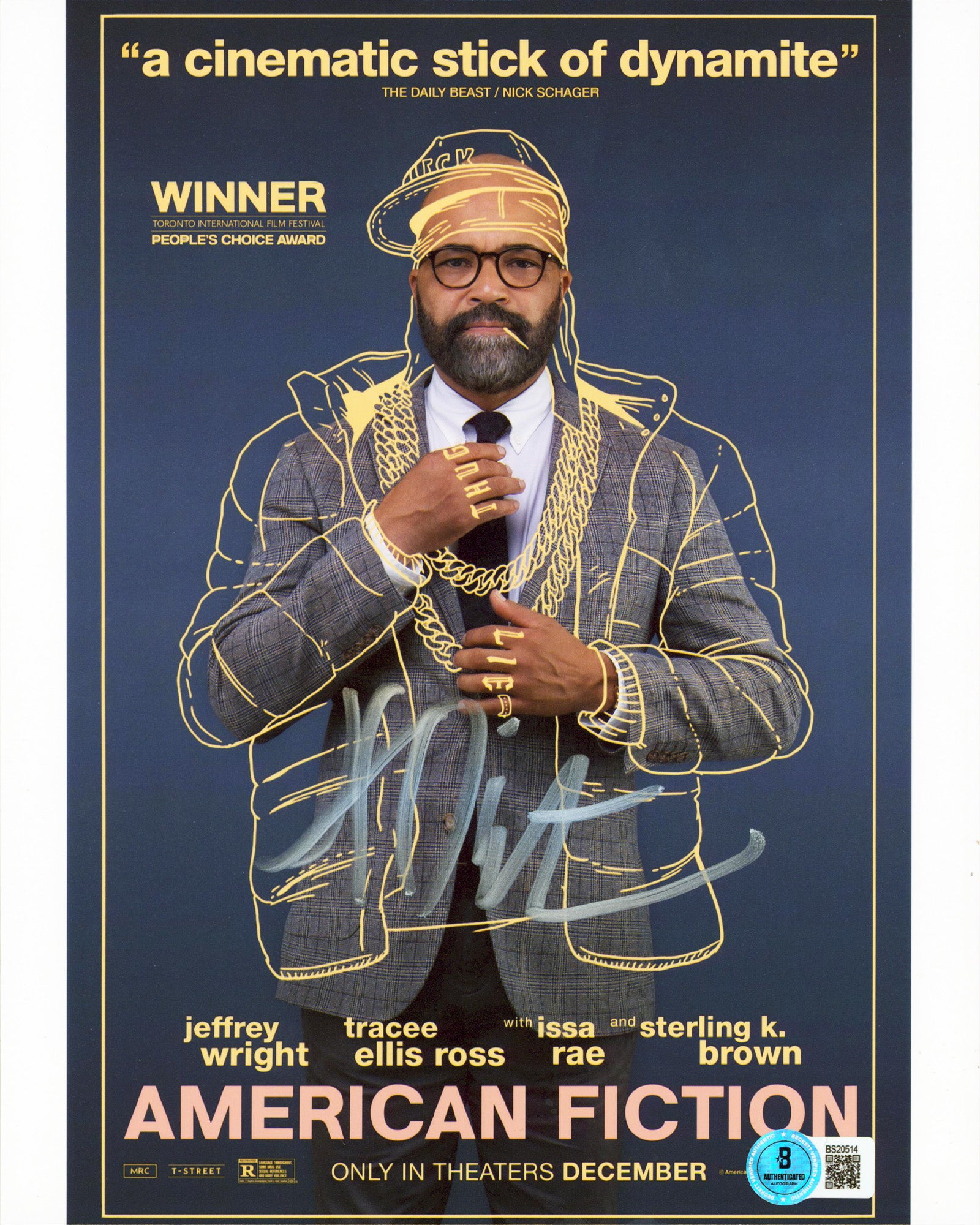 Jeffrey Wright American Fiction Authentic Signed 8x10 Photo BAS #BS20514