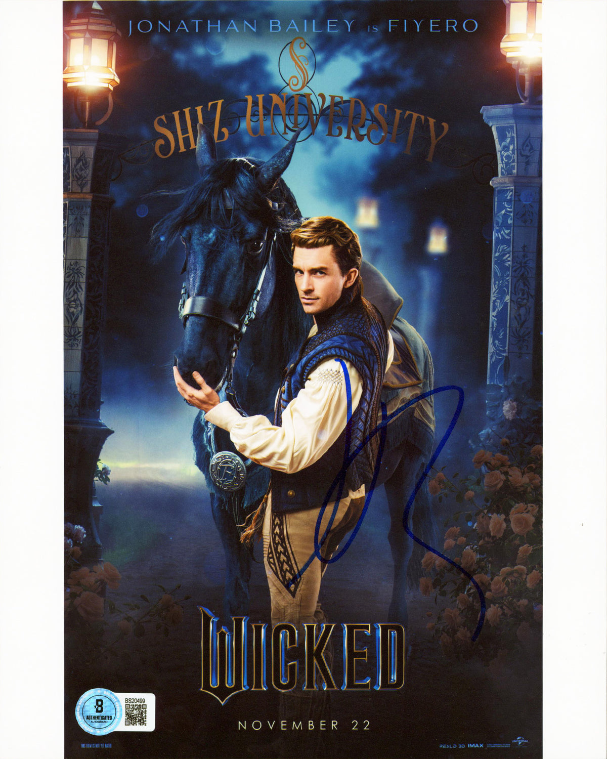 Jonathan Bailey Wicked Authentic Signed 8x10 Vertical Photo BAS #BS20499