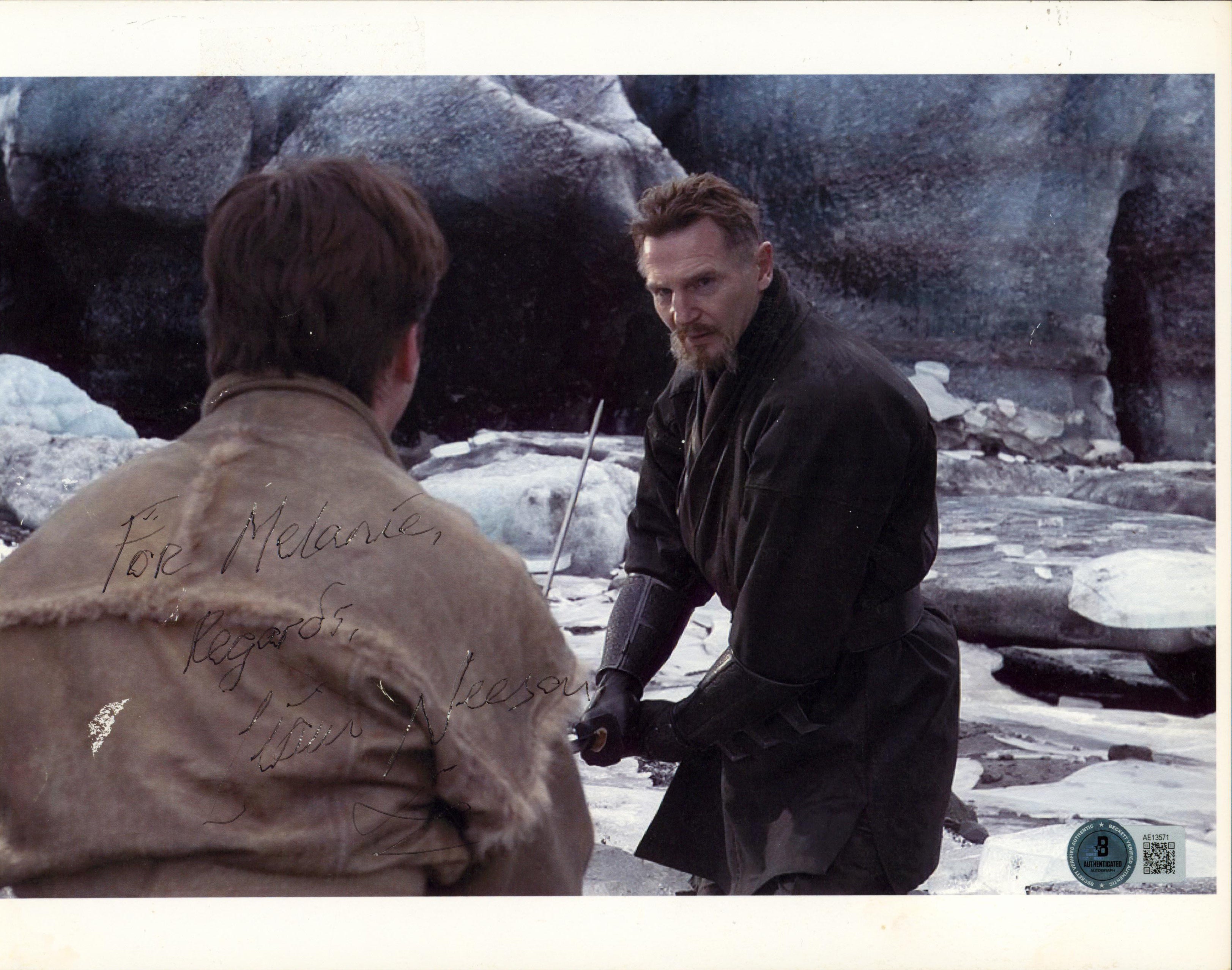 Liam Neeson Batman Begins "For Melanie, Regards" Signed 8x10 Photo BAS #AE13571