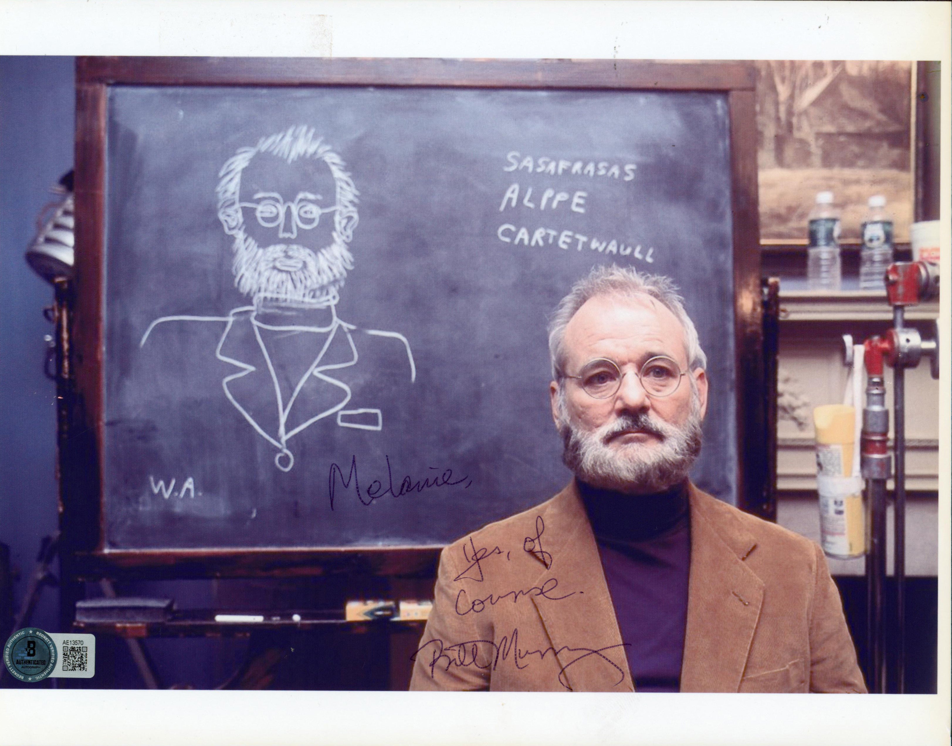 Bill Murray Royal Tenenbaums "Yes Of Course" Signed 8.5x11 Photo BAS #AE13570