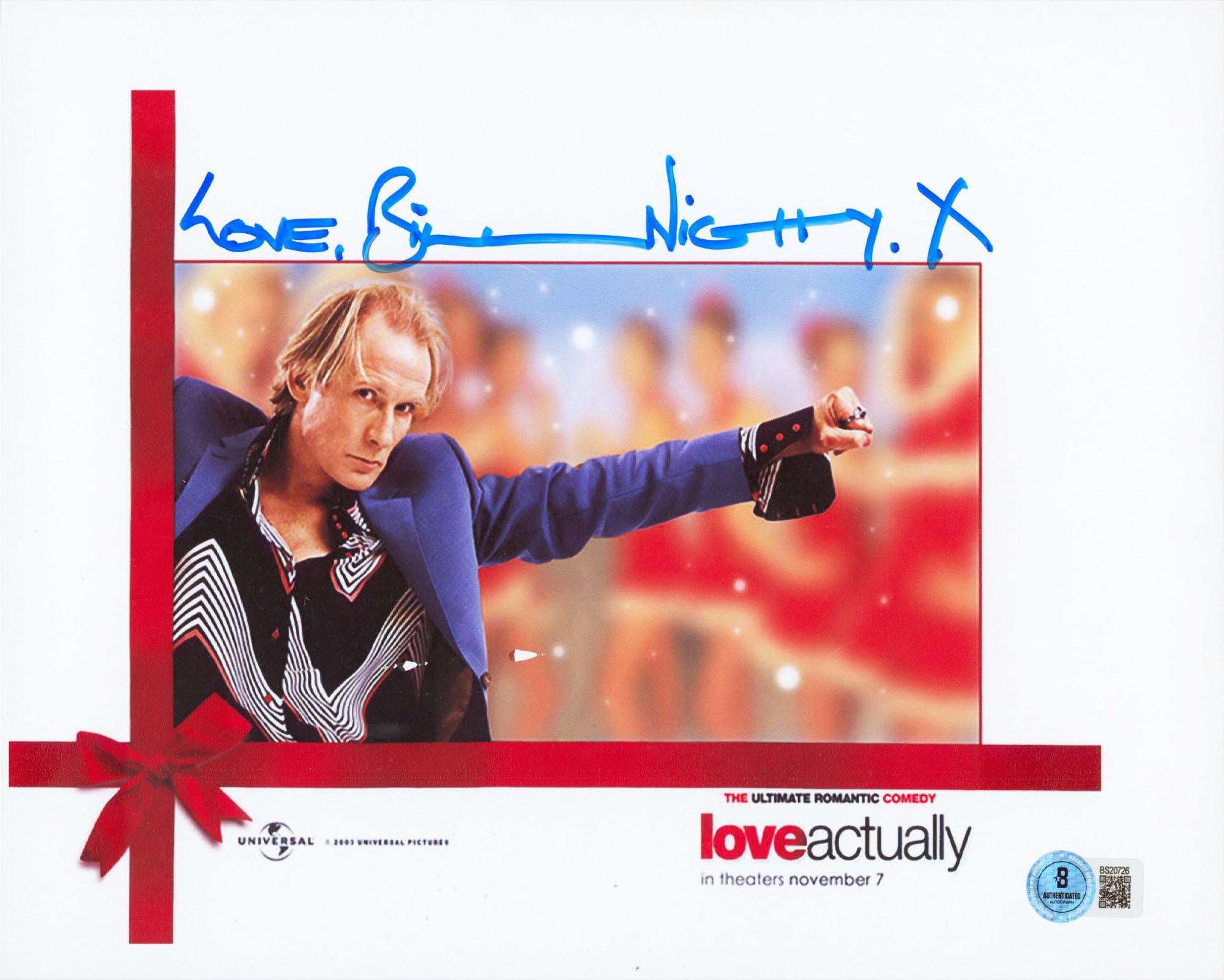 Bill Nighy Love Actually "Love" Authentic Signed 8.5x11 Photo BAS #BS20726