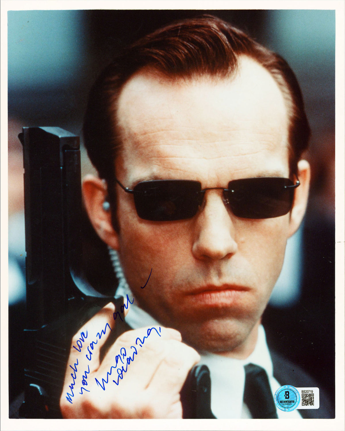 Hugo Weaving The Matrix "Much Love You Crazy Gal" Signed 8x10 Photo BAS #BS20719