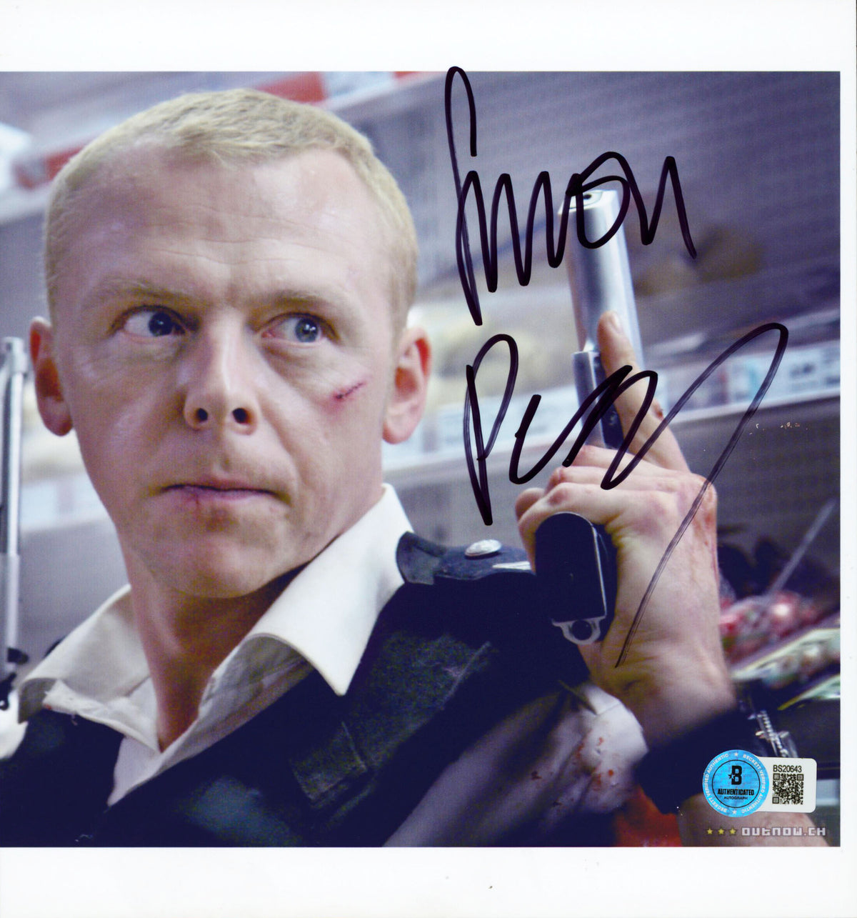 Simon Pegg Shaun of the Dead Authentic Signed 7.25x8.25 Photo BAS #BS20643