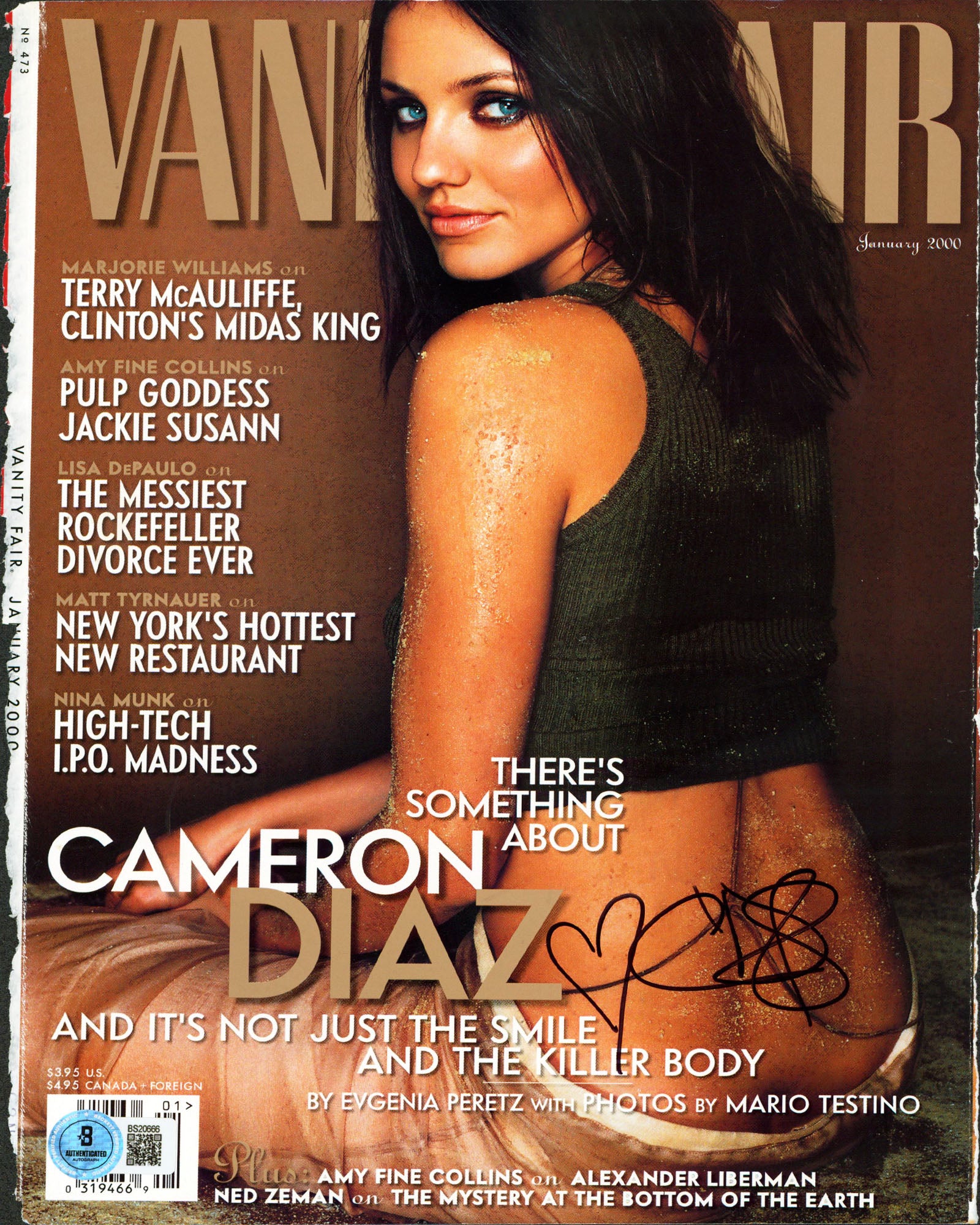 Cameron Diaz Authentic Signed Jan. 2000 Vanity Fair Magazine Cover BAS #BS20666