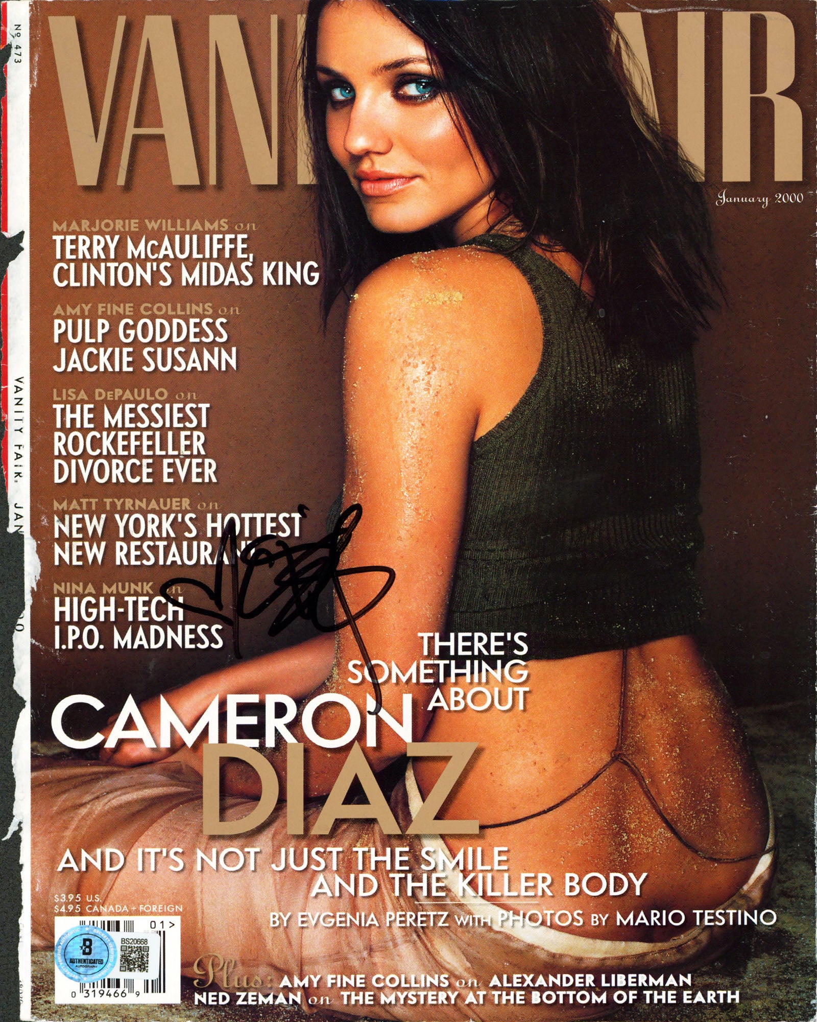 Cameron Diaz Authentic Signed Jan. 2000 Vanity Fair Magazine Cover BAS #BS20668