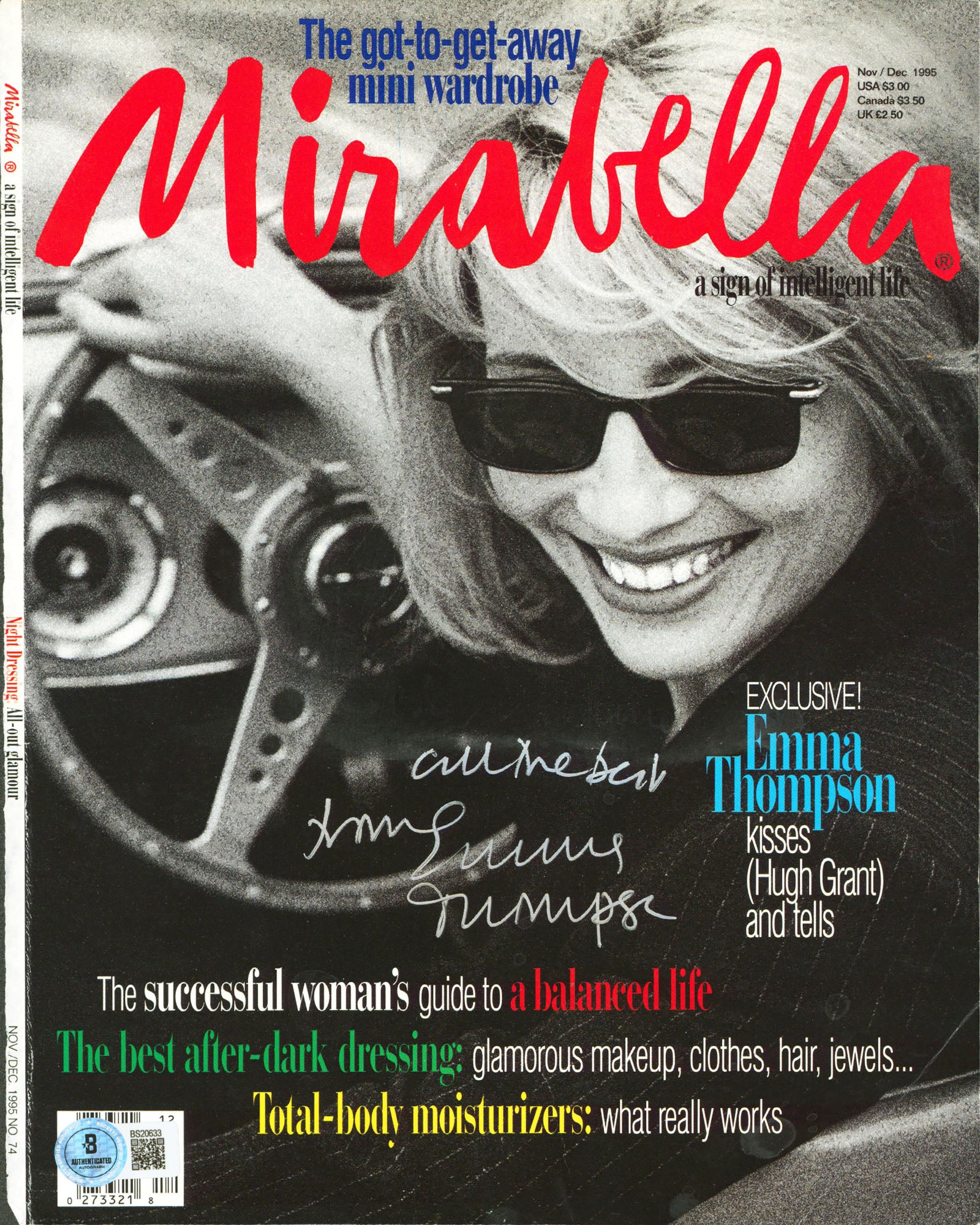 Emma Thompson "All The Best" Signed Nov. 1995 Mirabella Magazine Cover BAS