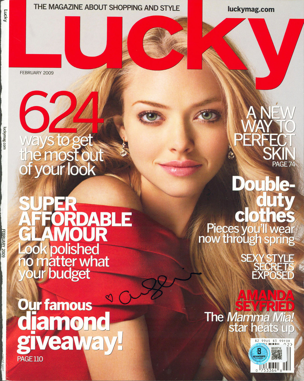 Amanda Seyfried Authentic Signed February 2009 Lucky Magazine Cover BAS #BS20714