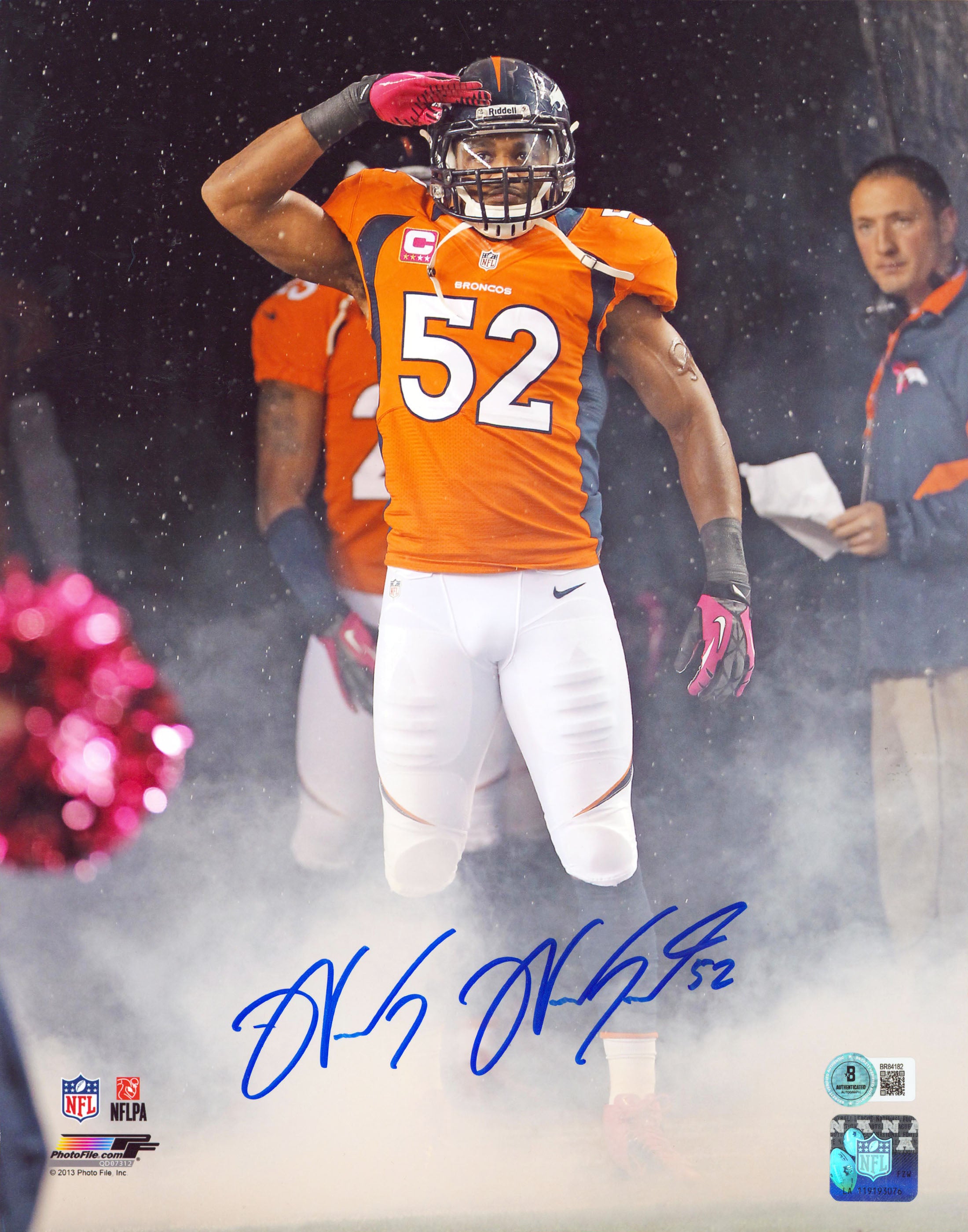 Broncos Wesley Woodyard Authentic Signed 11x14 Photo Autographed BAS #BR4182