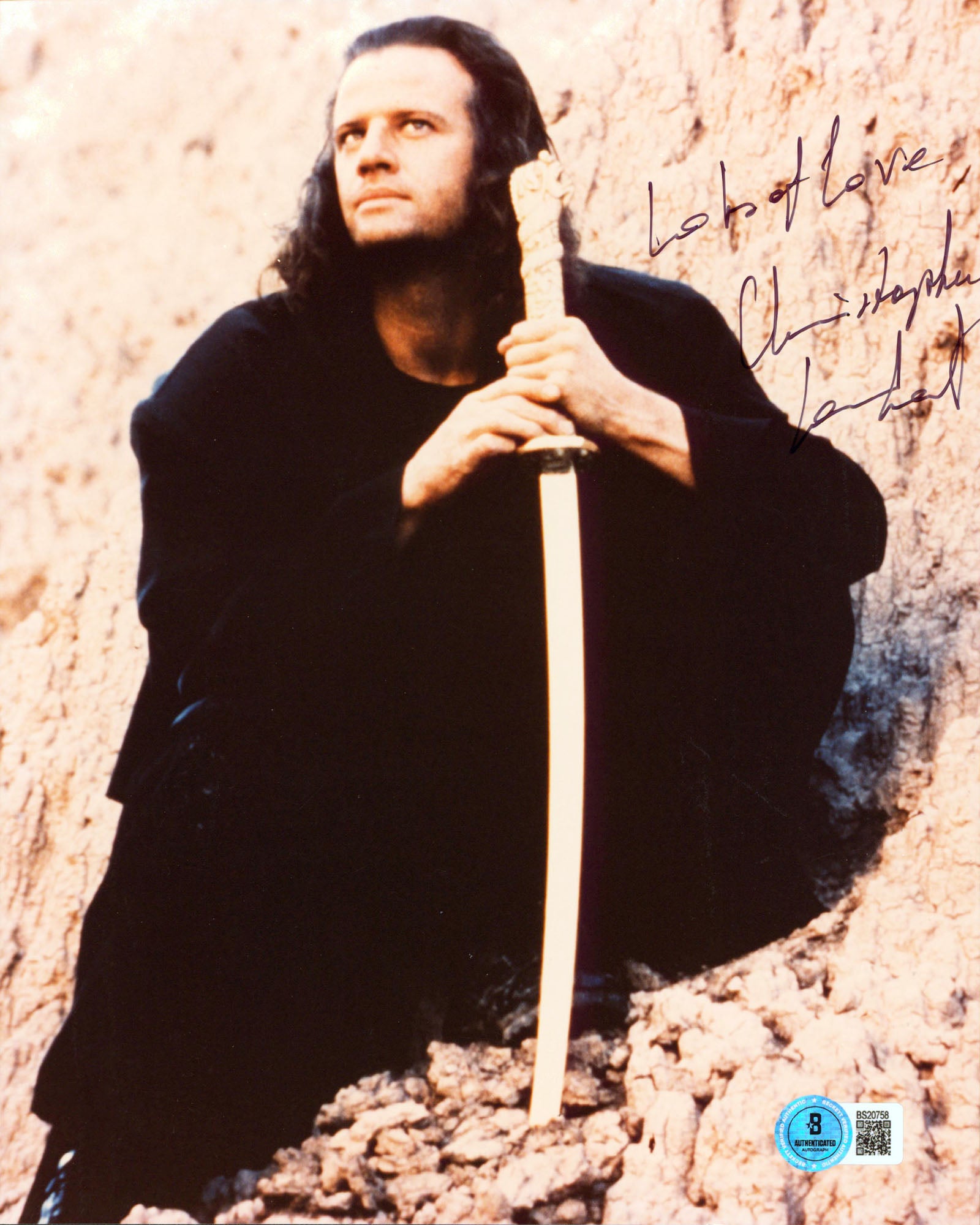 Christopher Lambert Highlander "Lots Of Love" Signed 8x10 Photo BAS #BS20758