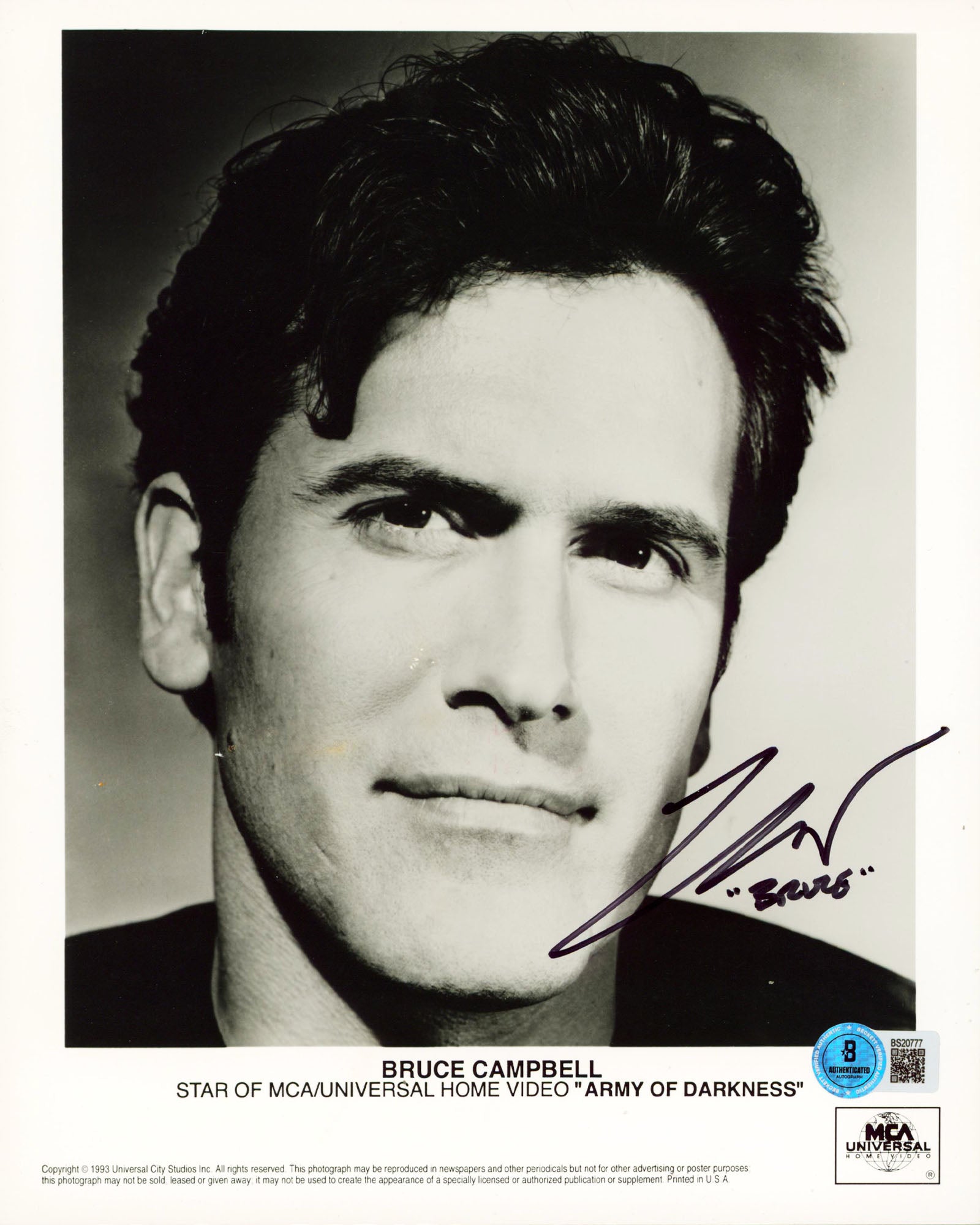 Bruce Campbell Army Of Darkness "Bruce" Authentic Signed 8x10 Photo BAS #BS20777