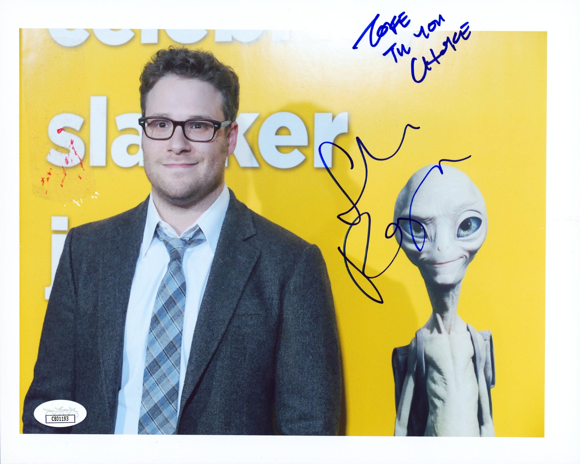 Simon Pegg Paul "Toke Til You Choke" Authentic Signed 8.5x11 Photo JSA #CE01193