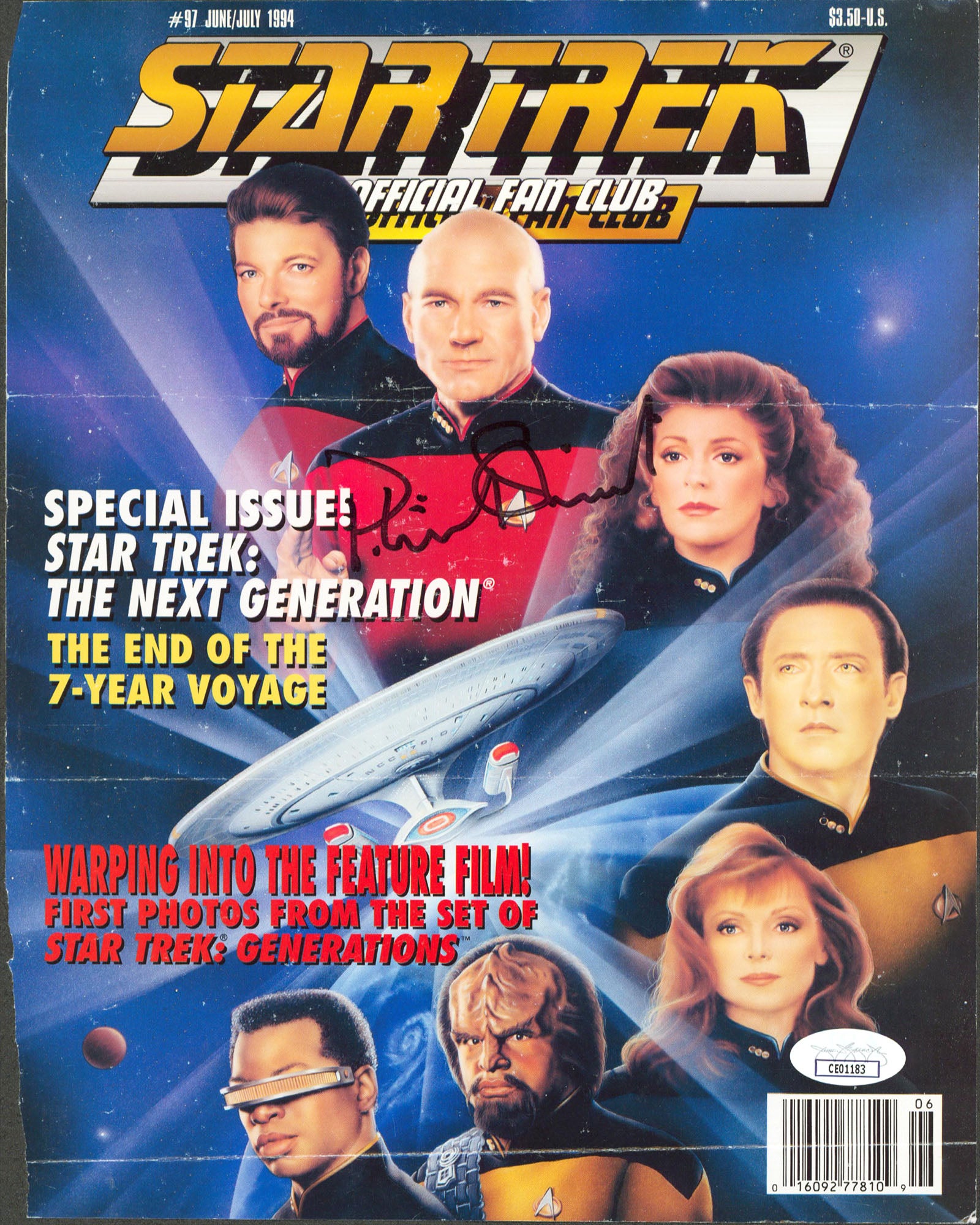 Patrick Stewart Star Trek Authentic Signed Magazine Cover JSA #CE01183