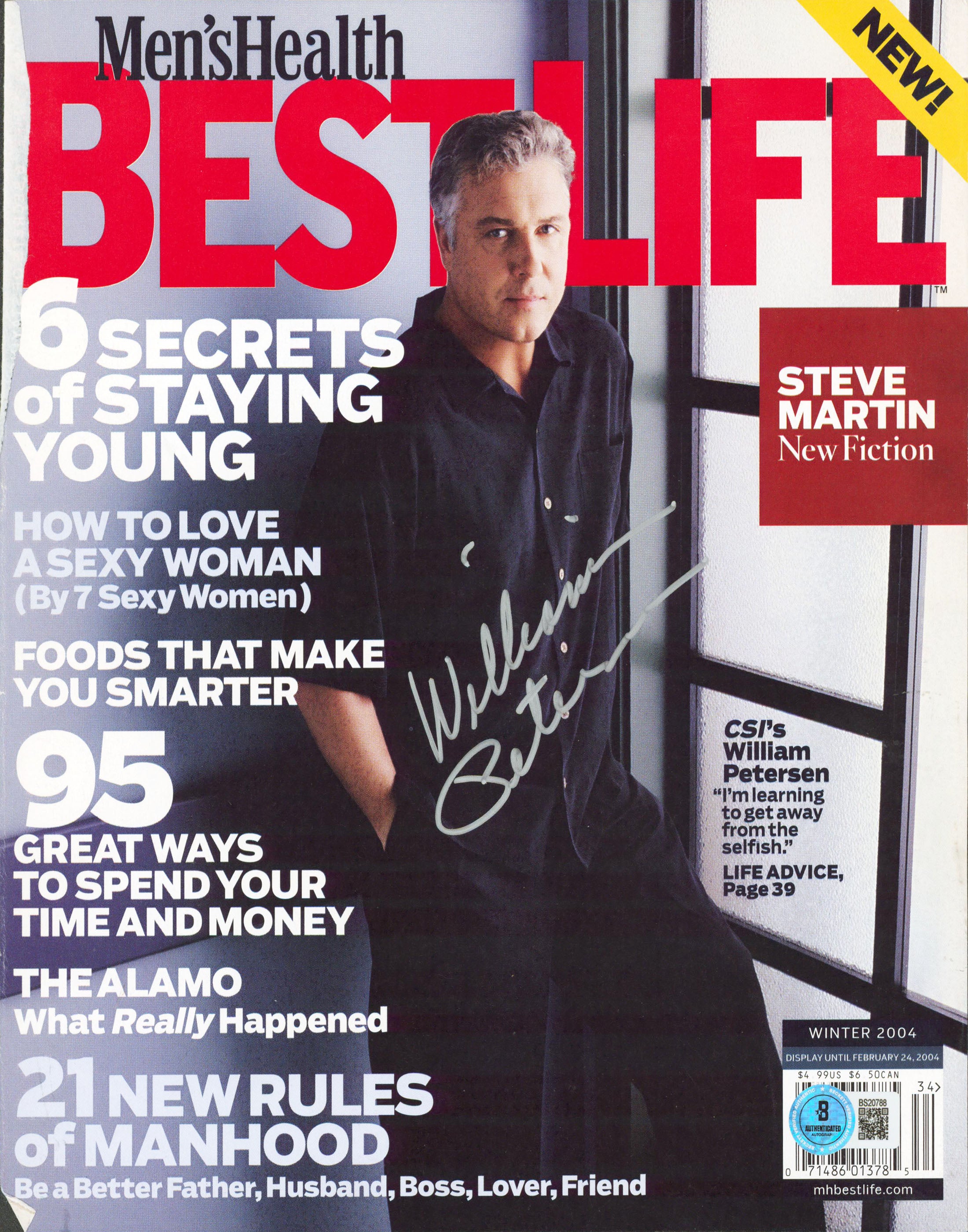 William Petersen Signed Best Life Magazine Cover Winter 2004 BAS #BS20788