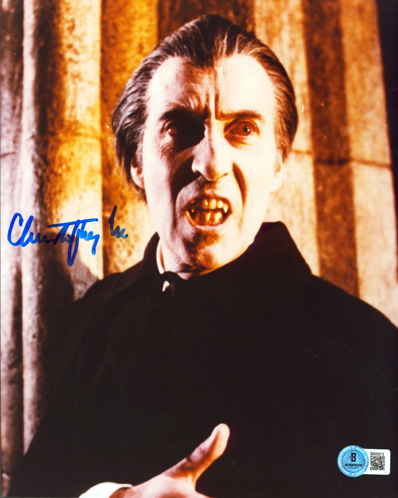 Christopher Lee Dracula Authentic Signed 8x10 Vertical Photo BAS #BR43813