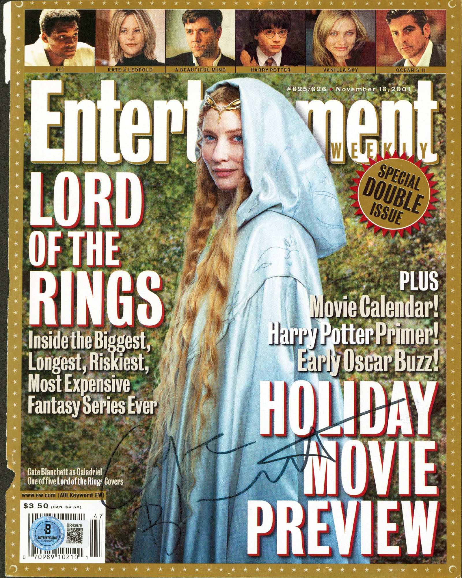 Cate Blanchett Signed Entertainment Weekly Magazine Cover Nov. 2001 BAS #BR43978