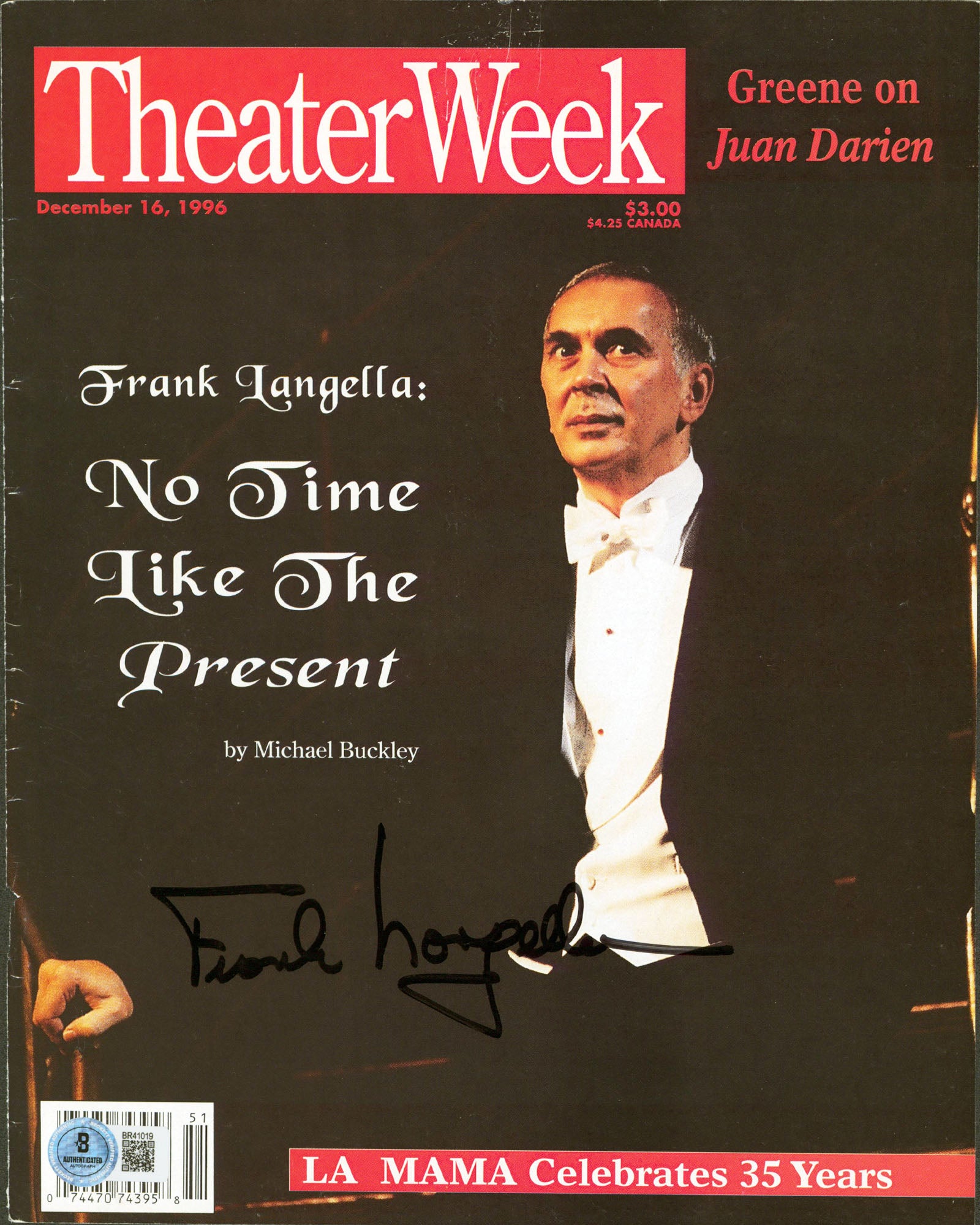 Frank Langella Signed Theater Week Magazine Cover December 16, 1996 BAS #BR41019