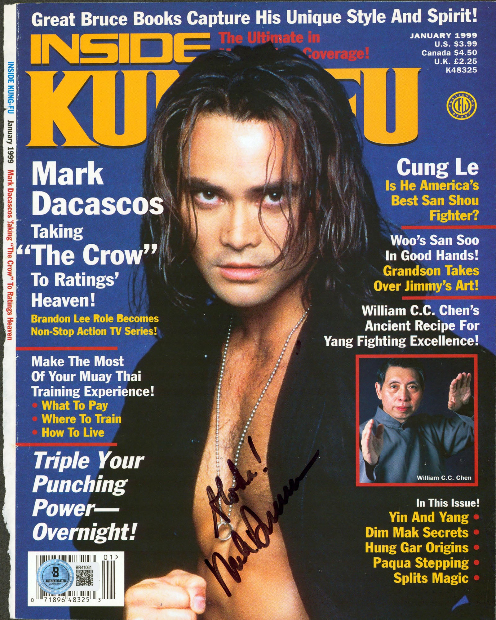 Mark Dacascos "Aloha" Signed Inside Kung-Fu Magazine Cover Jan. 1999 BAS#BR41061