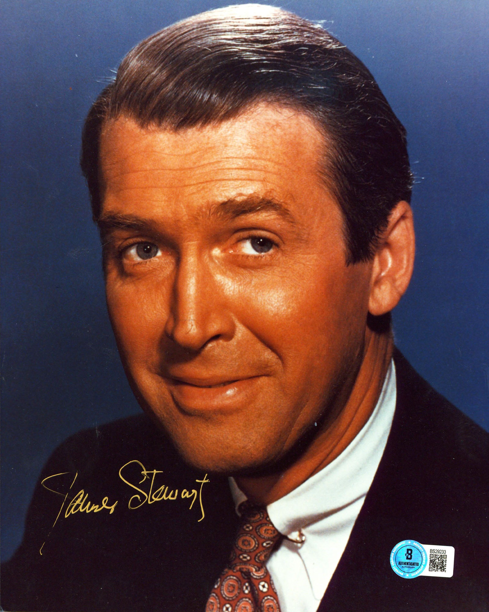 Jimmy Stewart It's a Wonderful Life Authentic Signed 8x10 Photo BAS #BS29233
