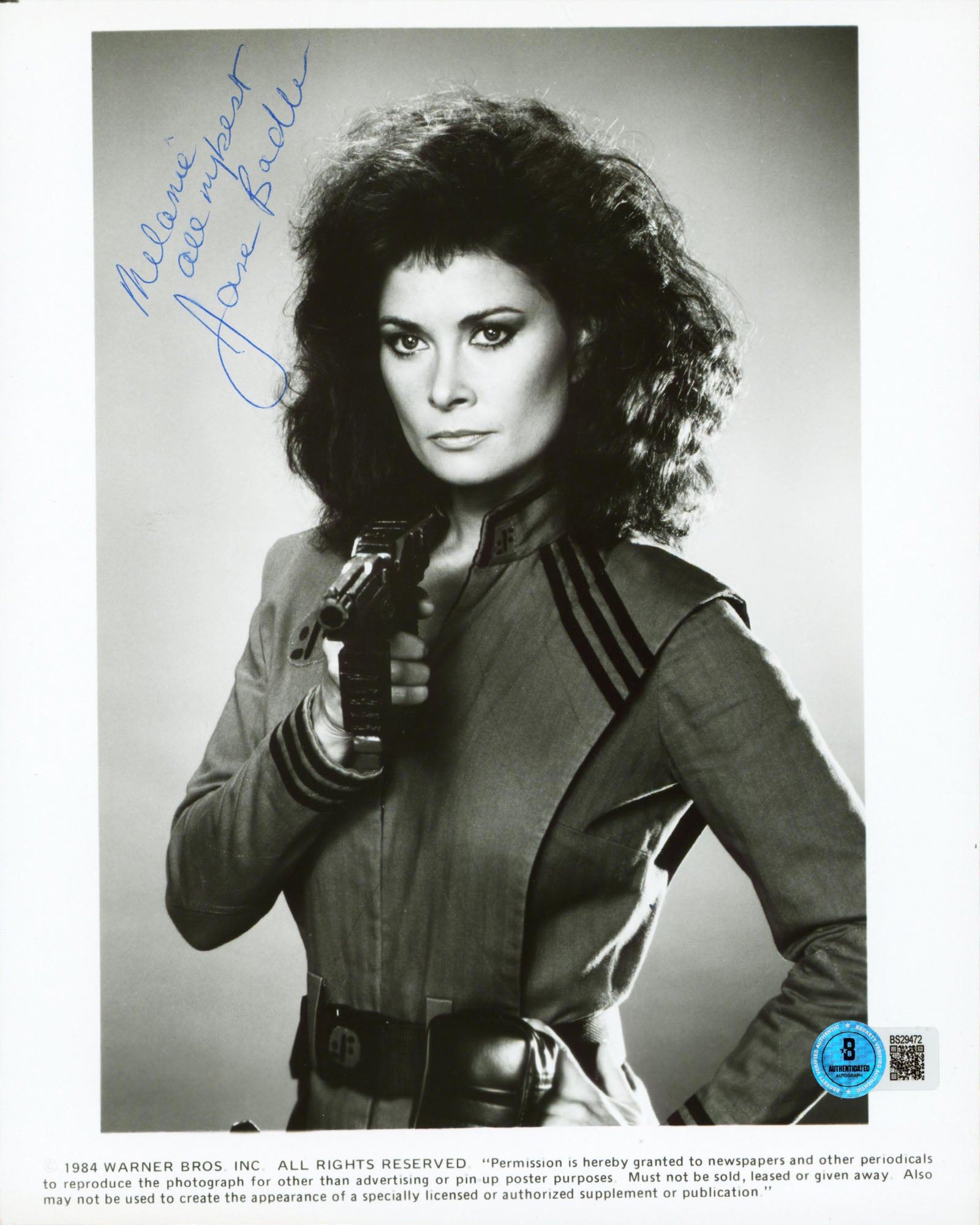 Jane Badler V the TV Series "Melanie All My Best" Signed 8x10 Photo BAS #BS29472