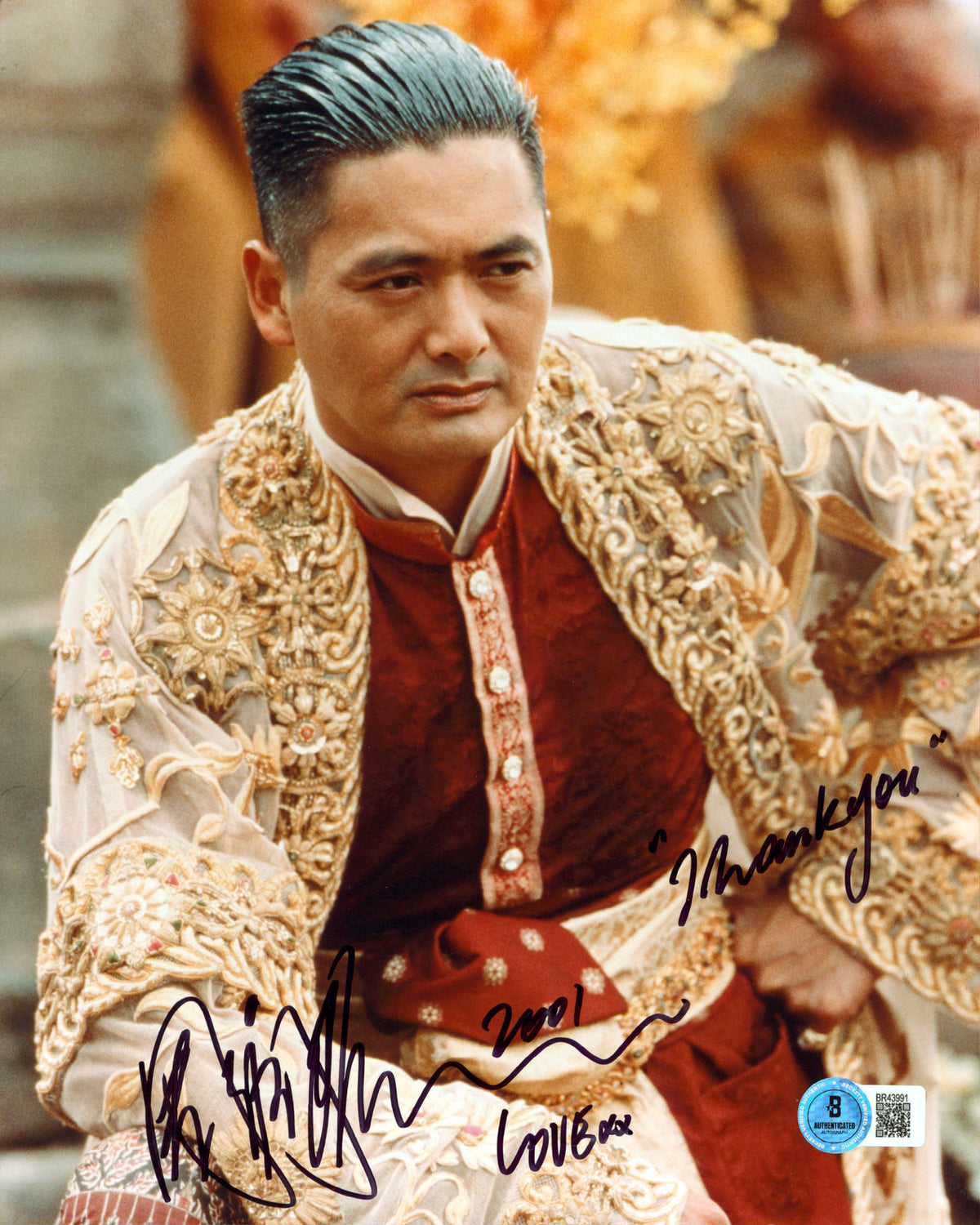 Chow Yun-fat Anna And The King "Thank You Love" Signed 8x10 Photo BAS #BR43991