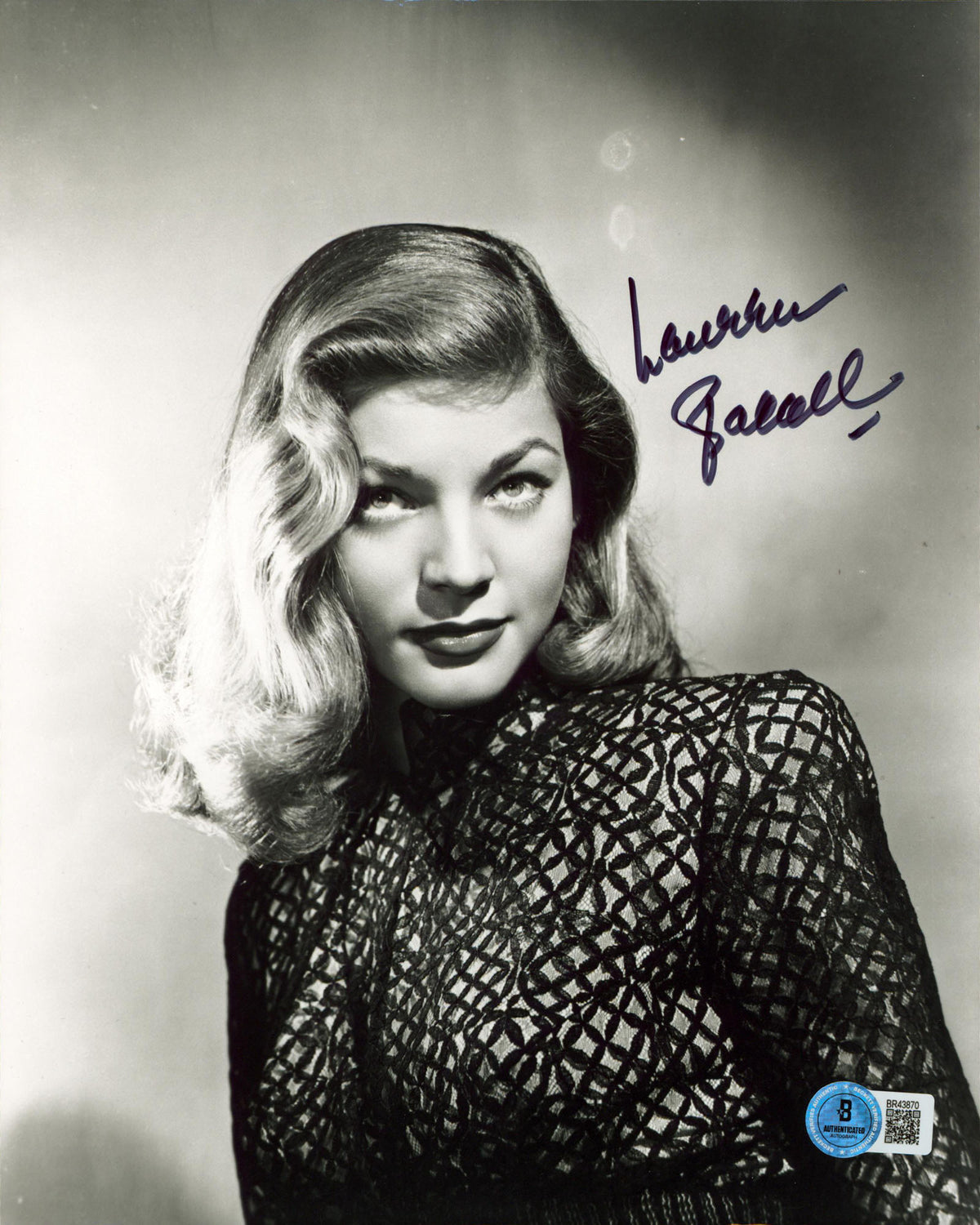 Lauren Bacall The Big Sleep Authentic Signed 8x10 Vertical Photo BAS #BR43870