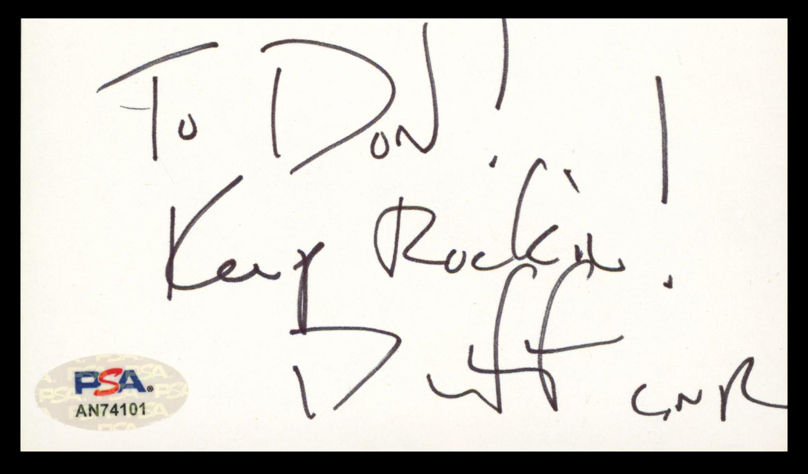 Duff McKagan Guns N' Roses "Keep Rockin!" Signed 3x5 Index Card PSA/DNA #AN74101