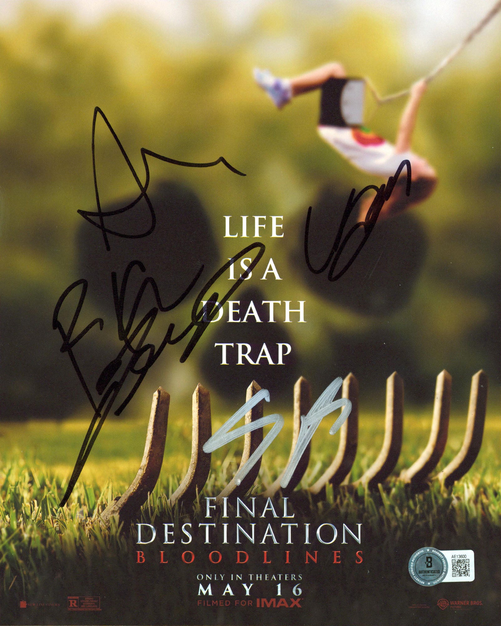 Final Destination Bloodlines Bassinger, Perry, Joyner, +2 Signed 8x10 Photo BAS