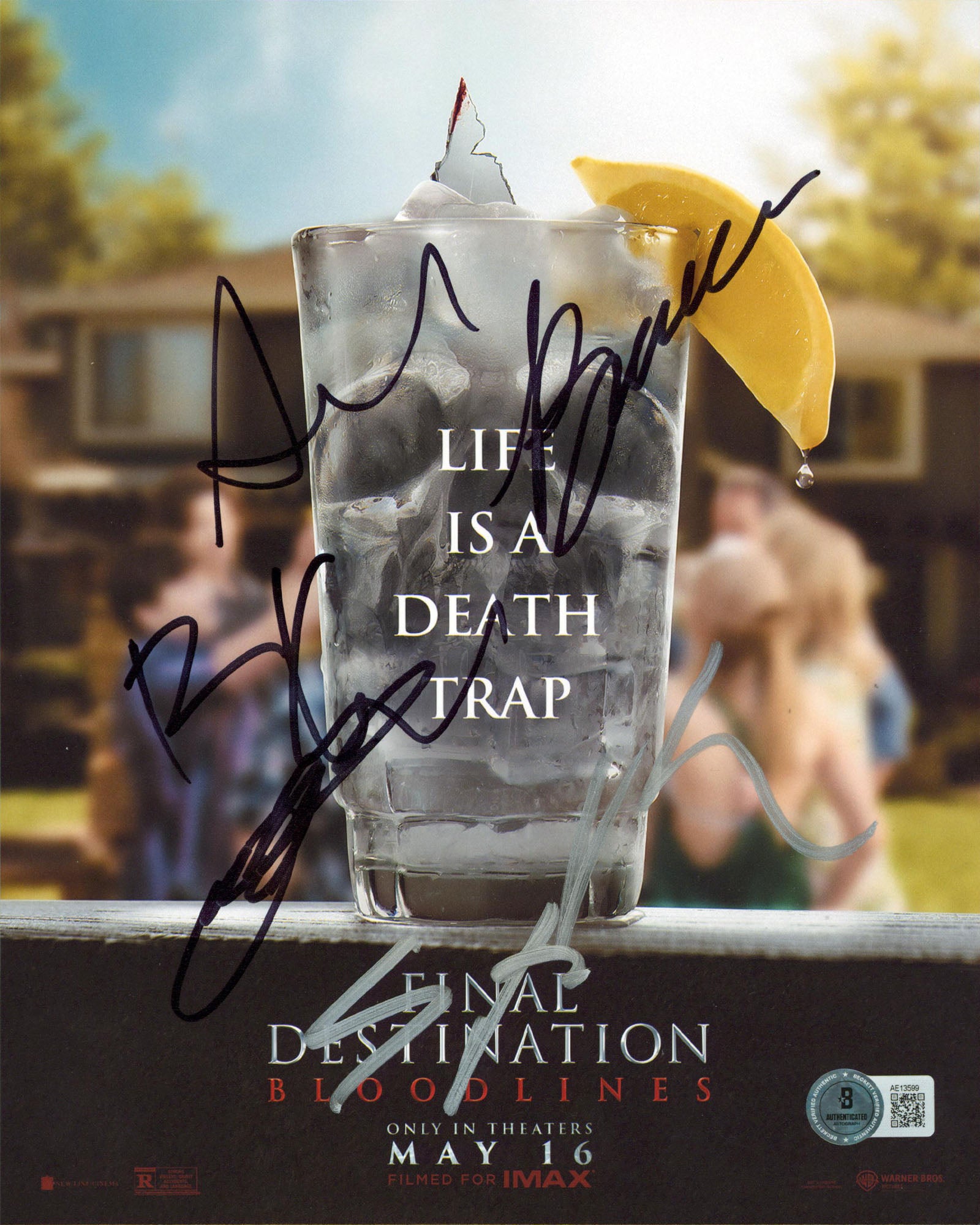 Final Destination Bloodlines Bassinger, Perry, Joyner, +3 Signed 8x10 Photo BAS