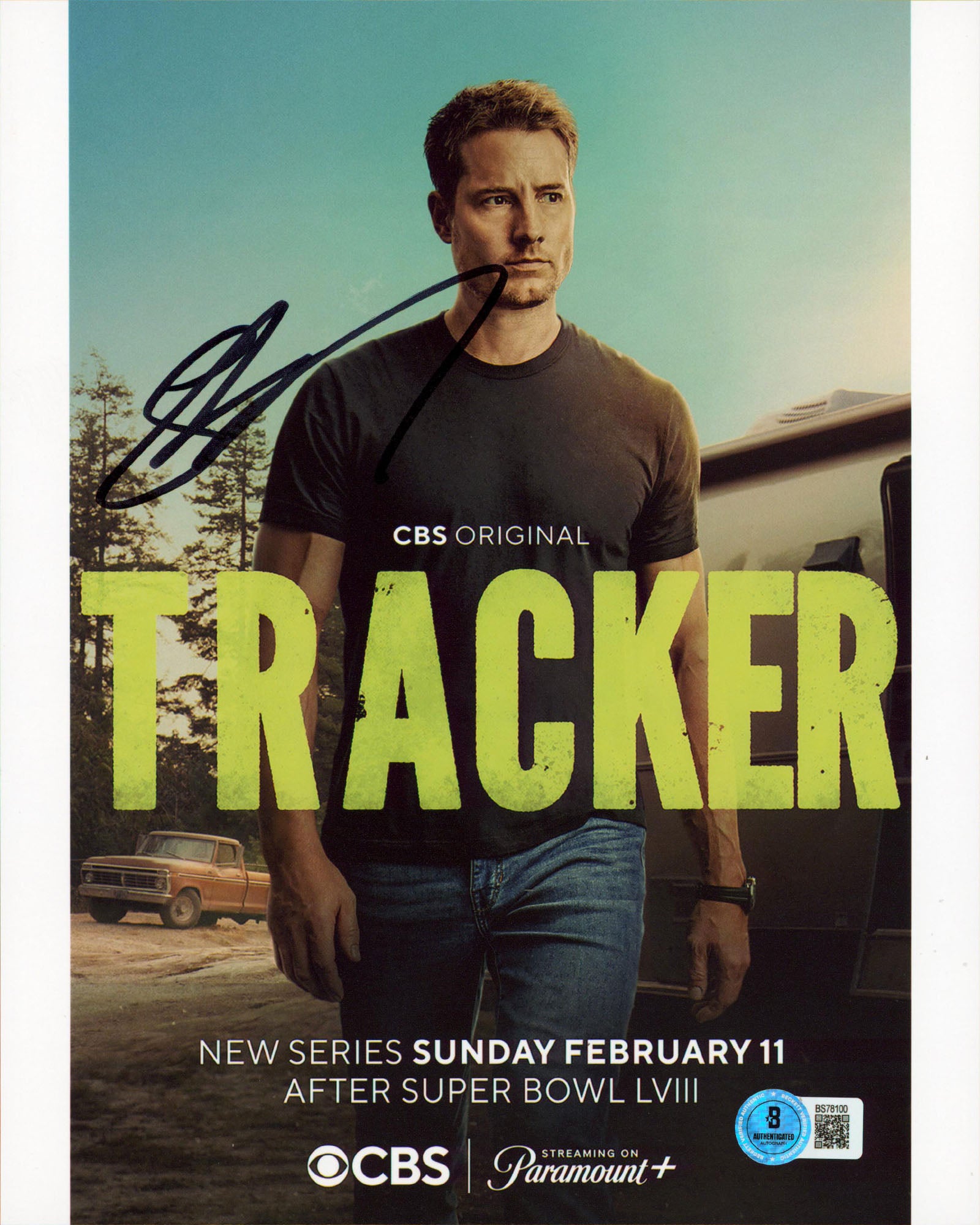 Justin Hartley Tracker Authentic Signed 8x10 Vertical Photo BAS #BS78100