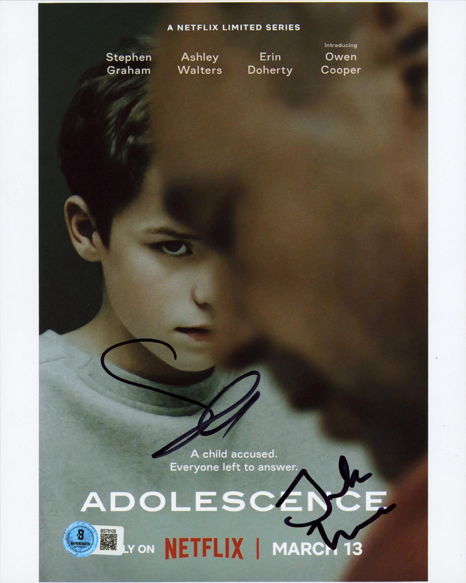 Stephen Graham & Jack Thorne Adolescence Authentic Signed 8x10 Photo BAS BS78105