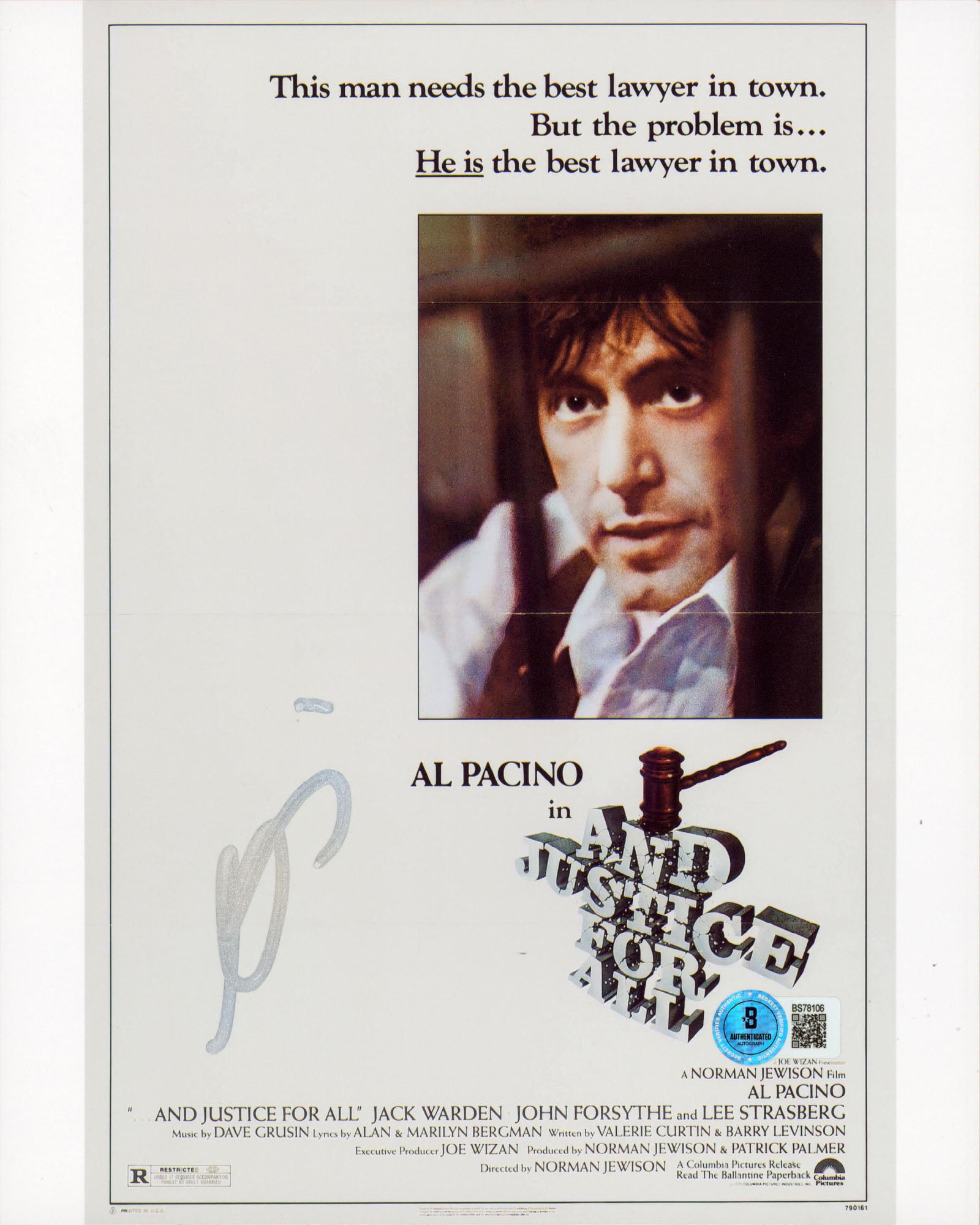 Al Pacino And Justice For All Authentic Signed 8x10 Vertical Photo BAS #BS78106