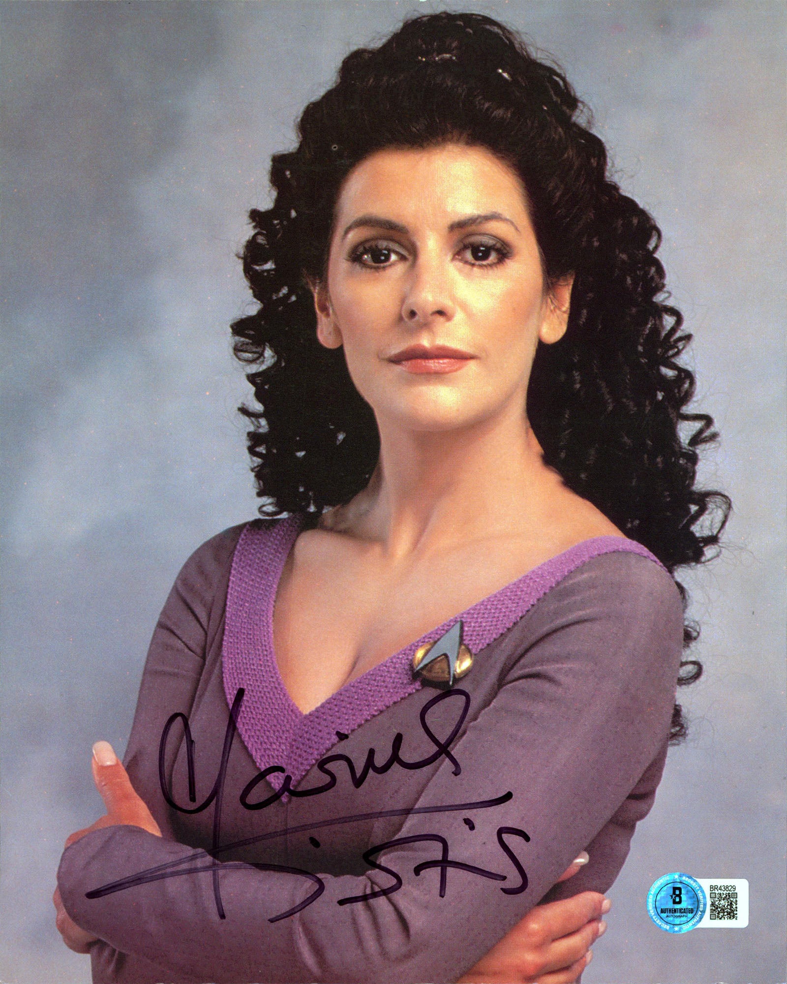 Marina Sirtis Star Trek: The Next Generation Signed 8x10 Postcard BAS #BR43829
